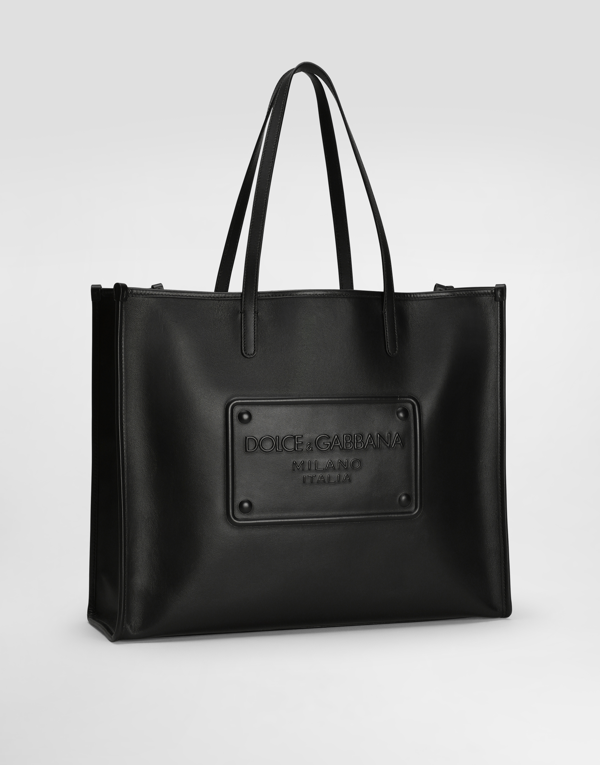 DOLCE & GABBANA CALFSKIN SHOPPER WITH RAISED LOGO