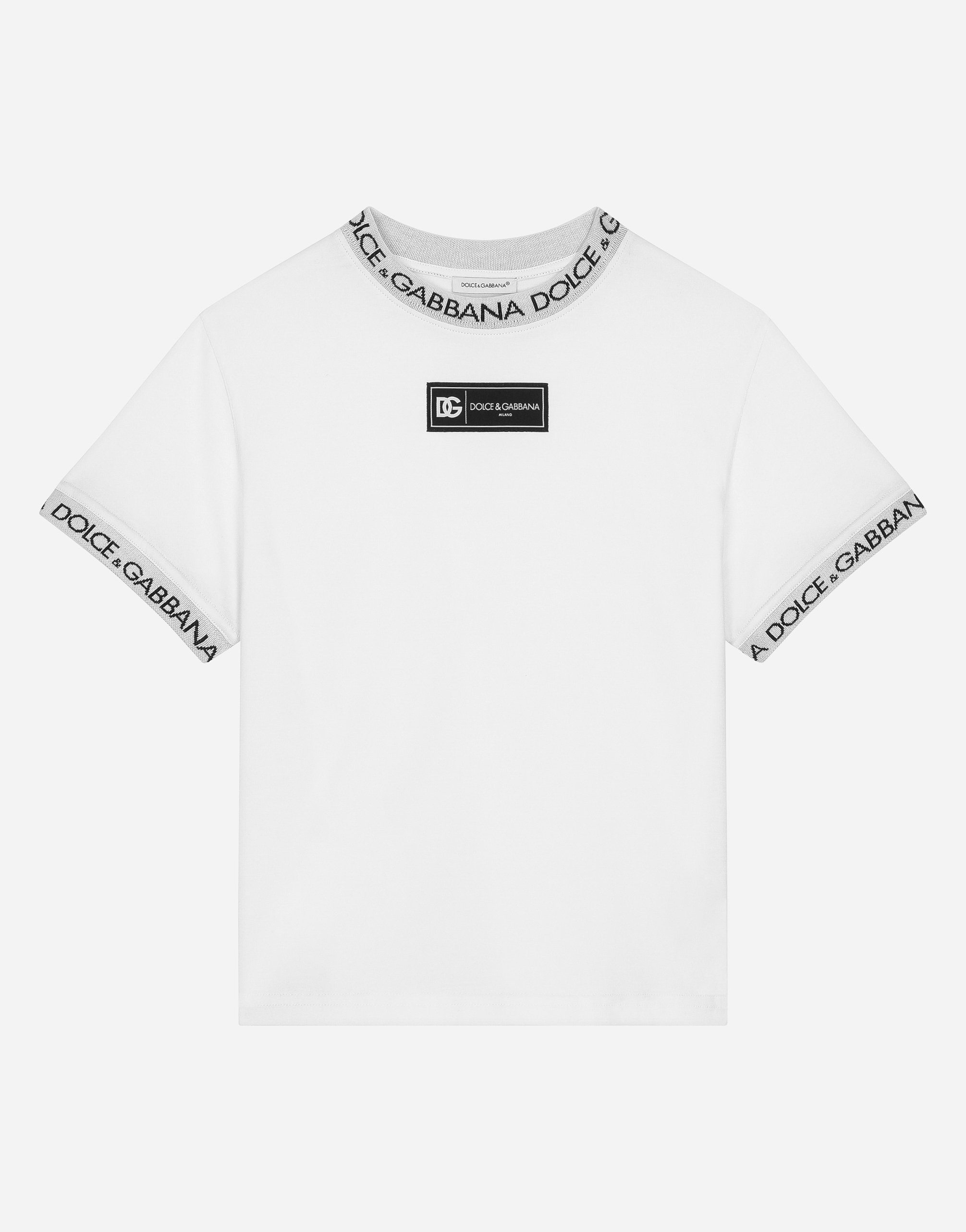 Dolce & Gabbana T-shirt In Jersey Con Etichetta Logata In White