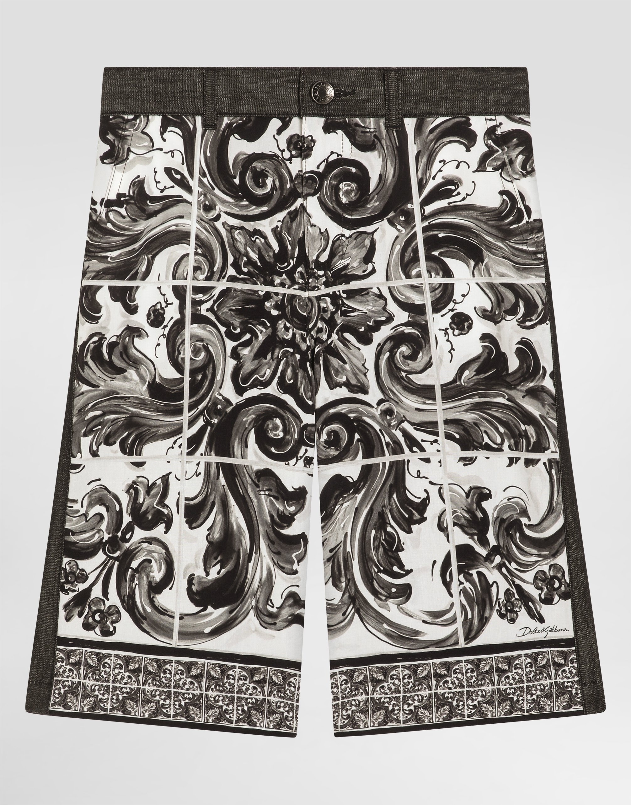 Dolce & Gabbana Majolica-print Denim Bermuda Shorts
