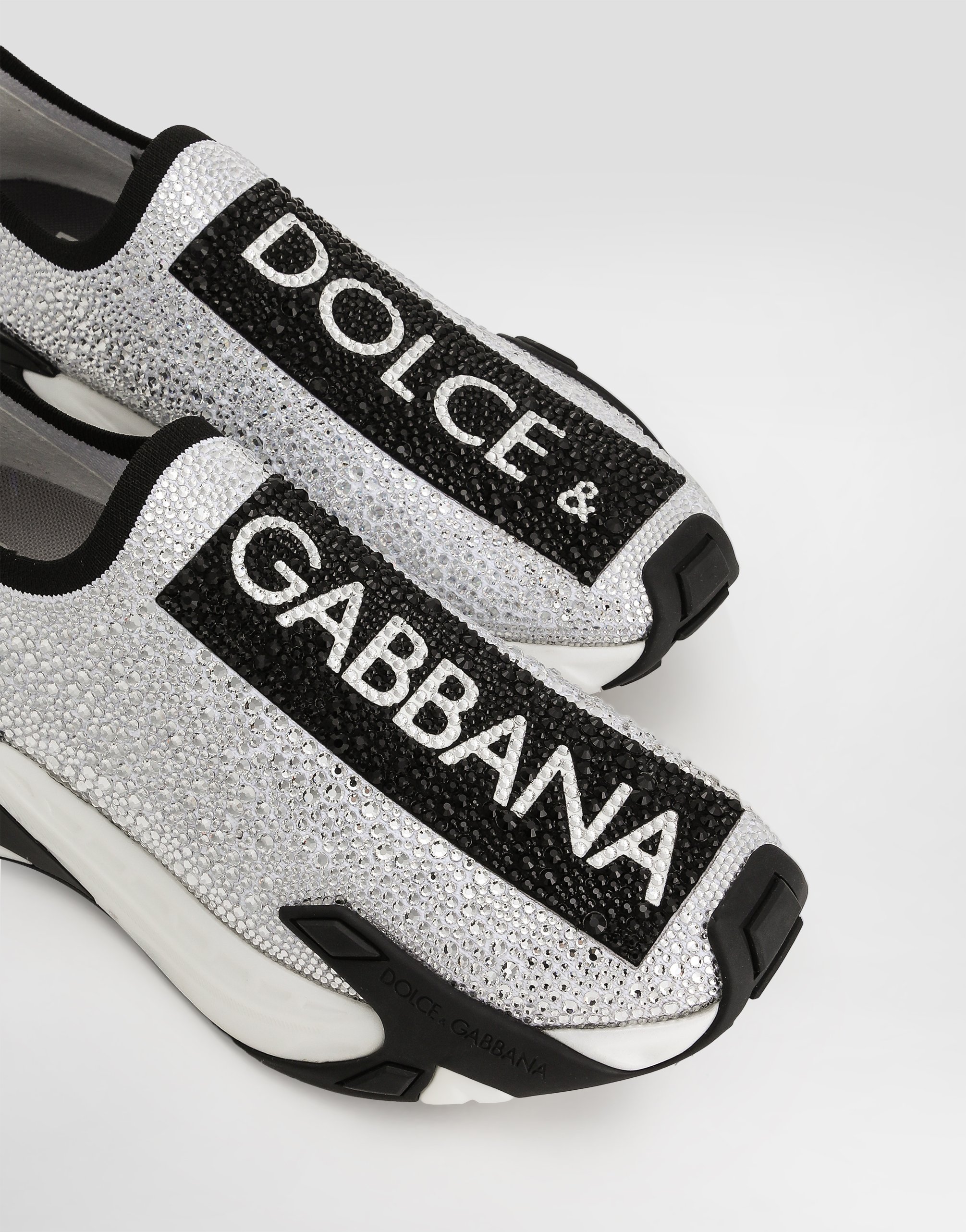 Shop Dolce & Gabbana Fast Sneakers With Fusible Rhinestones In White