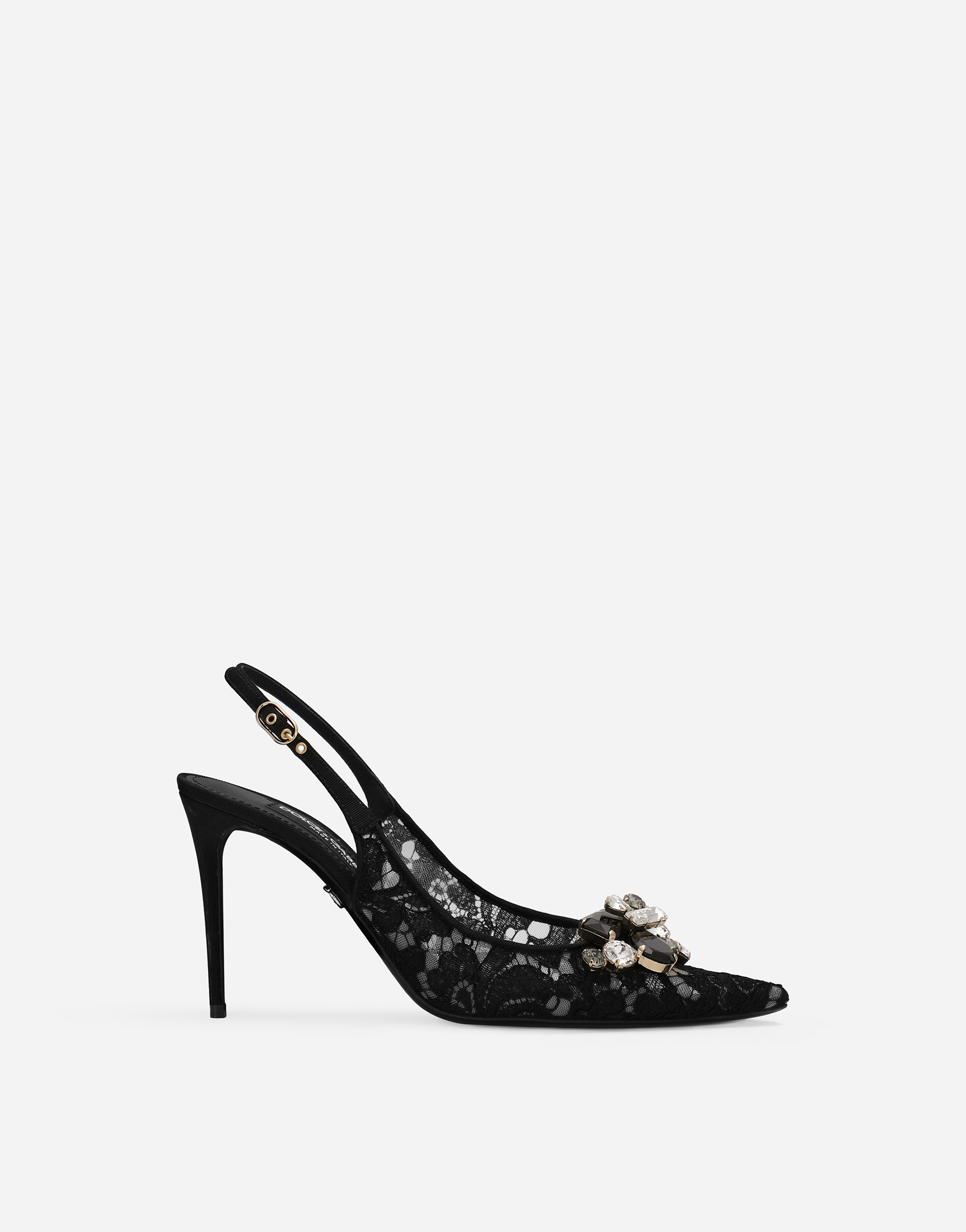 Dolce & Gabbana Rainbow Lace Slingbacks In Lurex Lace - Woman Pumps And Slingback Black Lace
