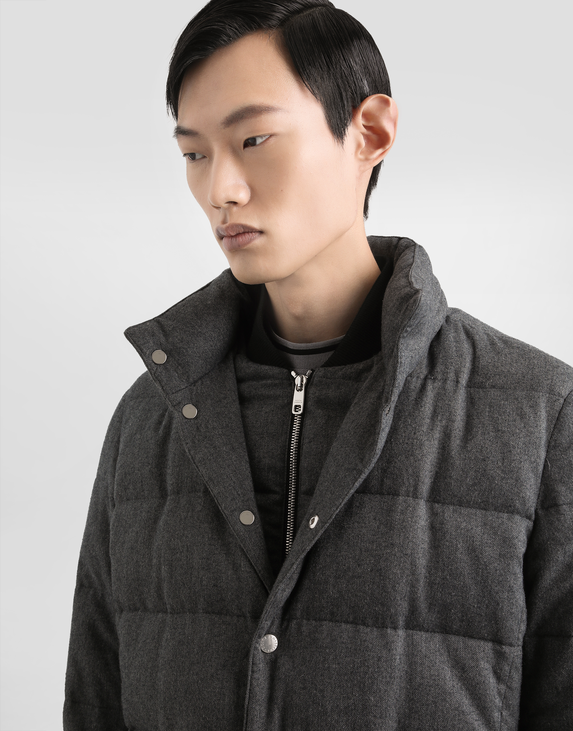Dolce & Gabbana Quilted Down Jacket In Gray