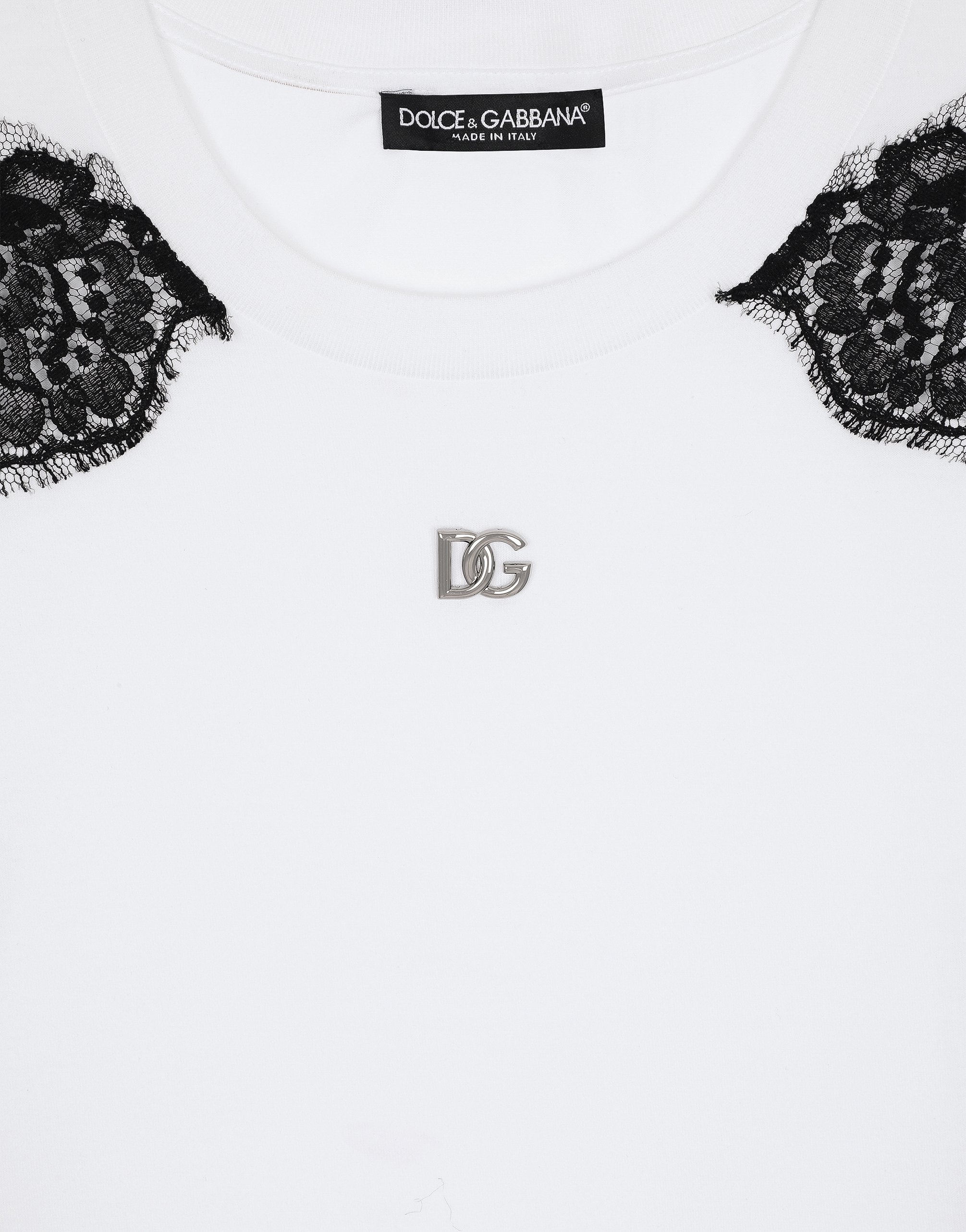 Jersey T-shirt with DG logo and lace inserts
