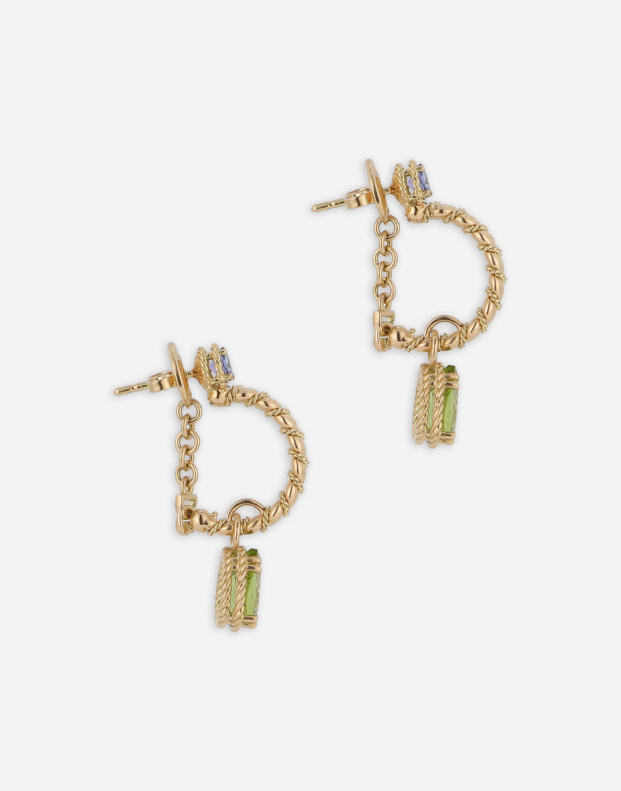 DOLCE & GABBANA 18 KT YELLOW GOLD EARRINGS  WITH MULTICOLOR FINE GEMSTONES