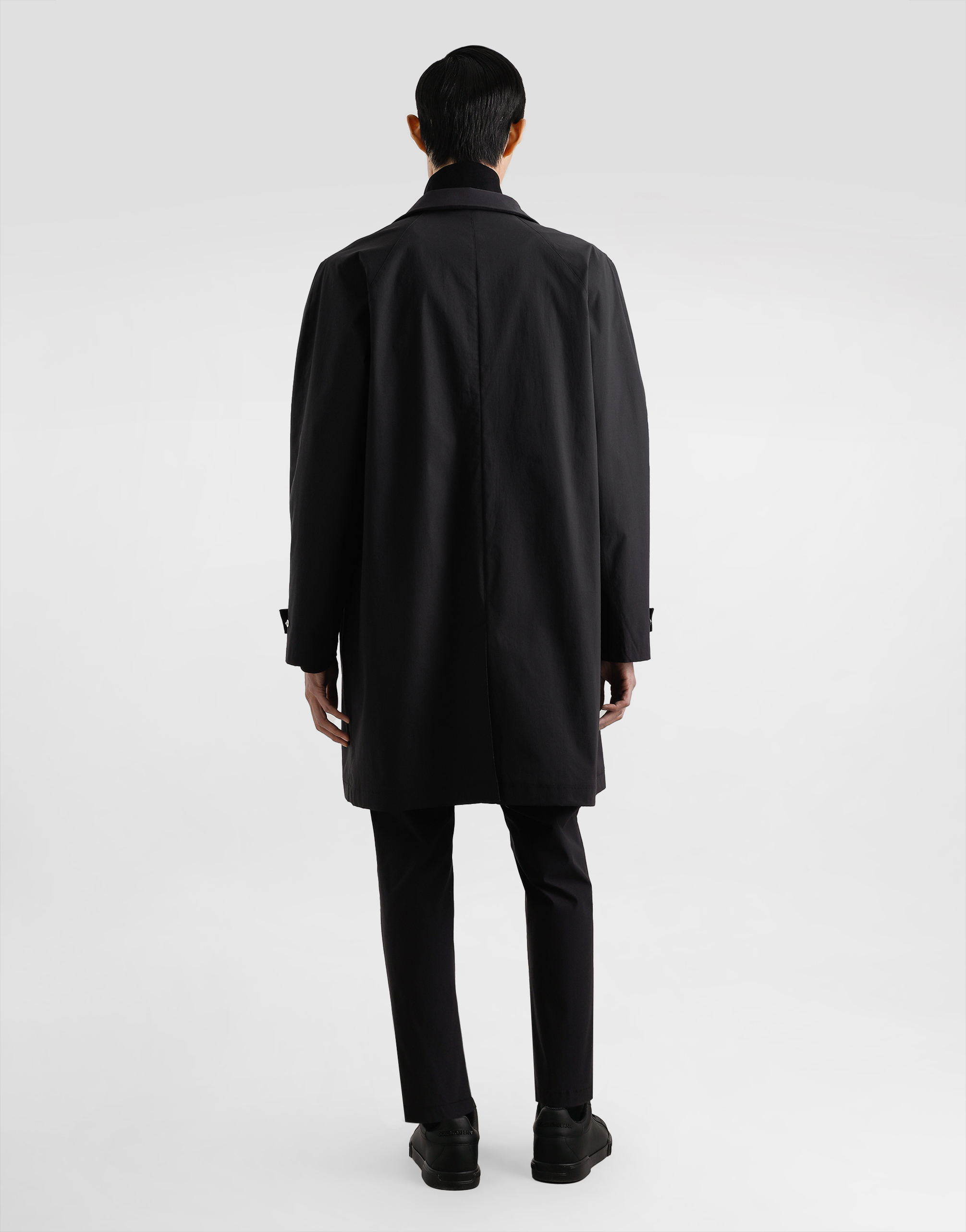 Nylon canvas single-breasted trench