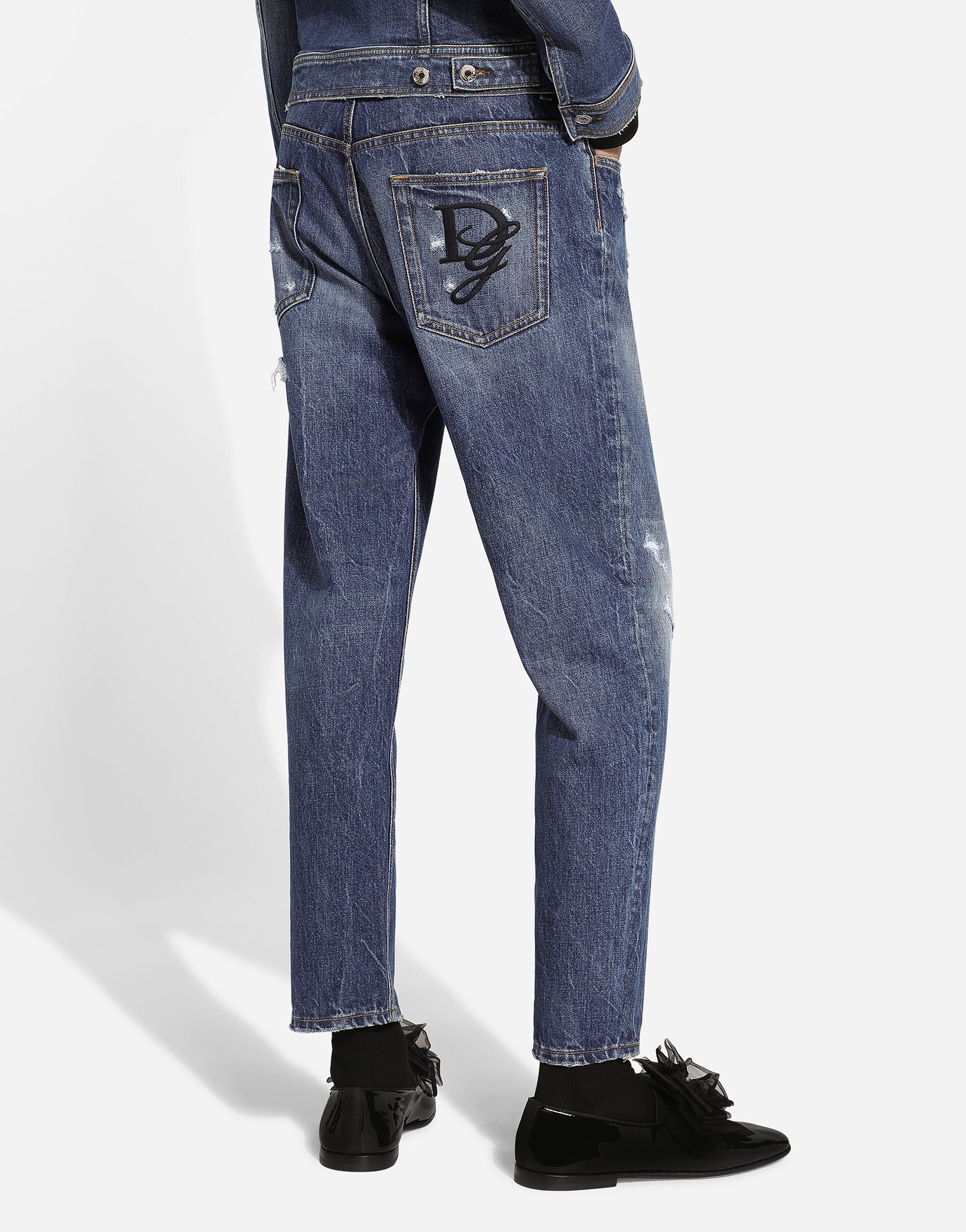 Dolce & Gabbana Straight Jeans With A Worn Effect In Multicolor