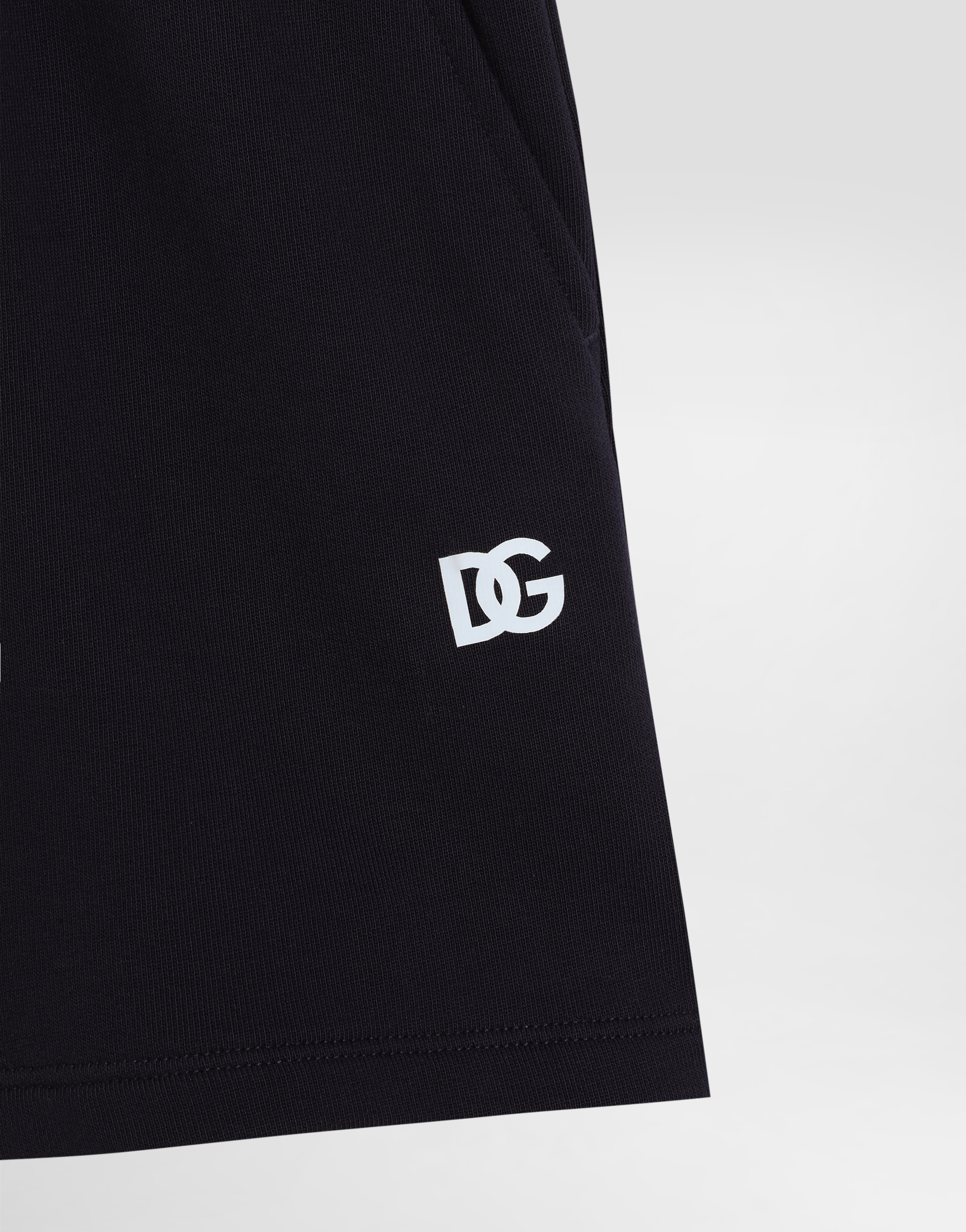 Dolce & Gabbana Piqué Shorts With Dg Logo In Blu Scurissimo 1