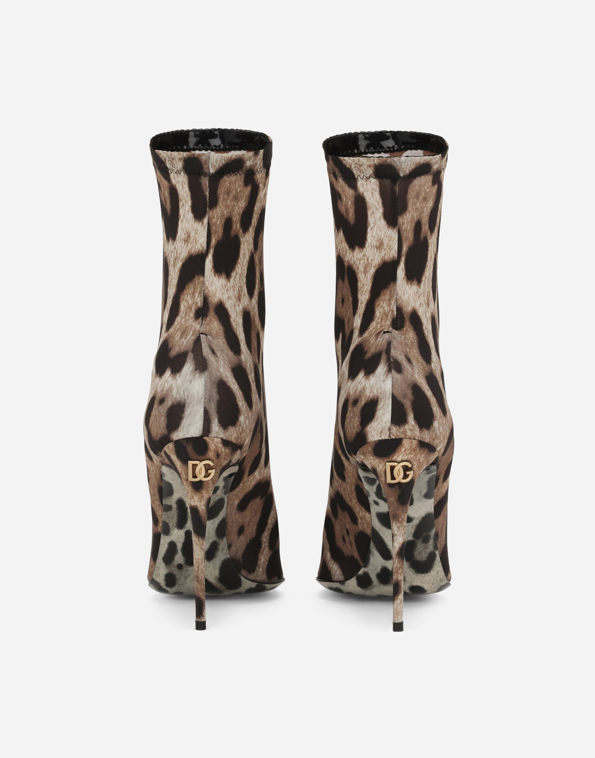 DOLCE & GABBANA KIM DOLCE&GABBANA LEOPARD-PRINT STRETCH FABRIC ANKLE BOOTS