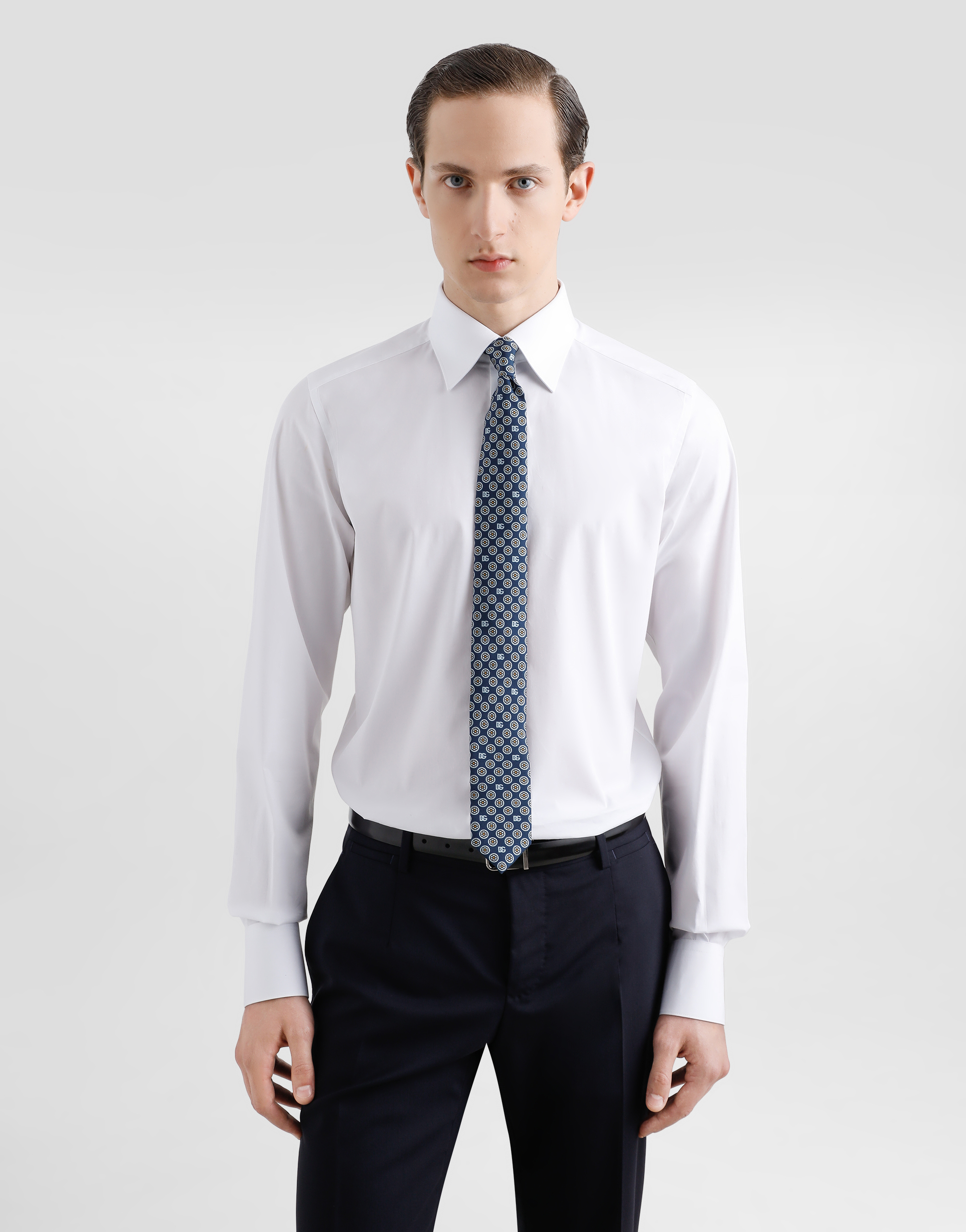 Martini tie with jacquard micro-designs and logo
