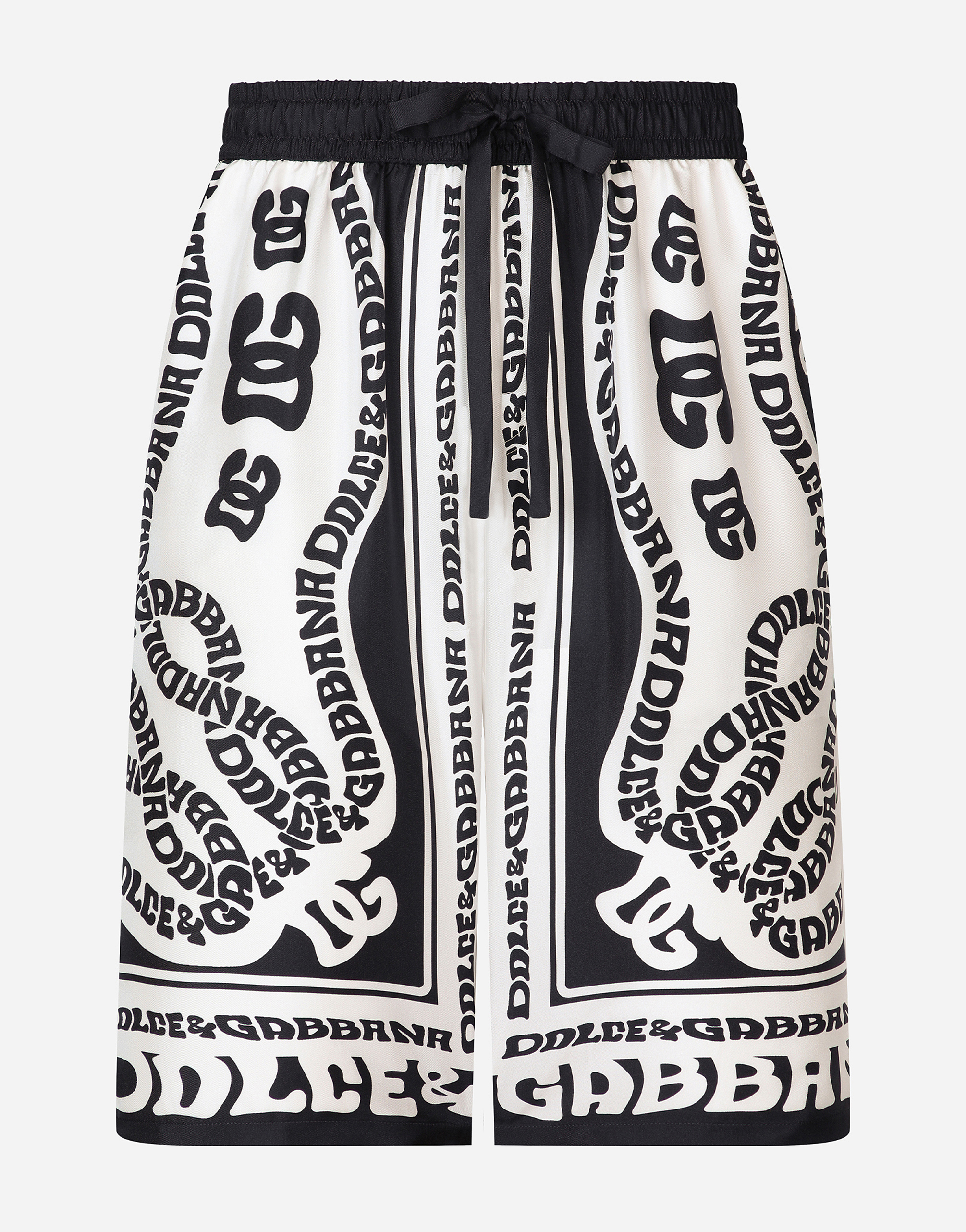 Dolce & Gabbana Logo-print Silk Shorts In Blue
