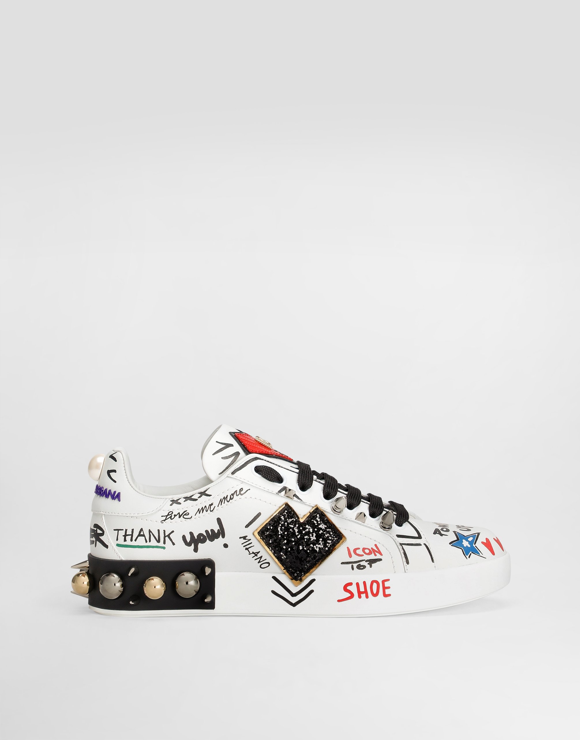 Printed calfskin Portofino sneakers with patch