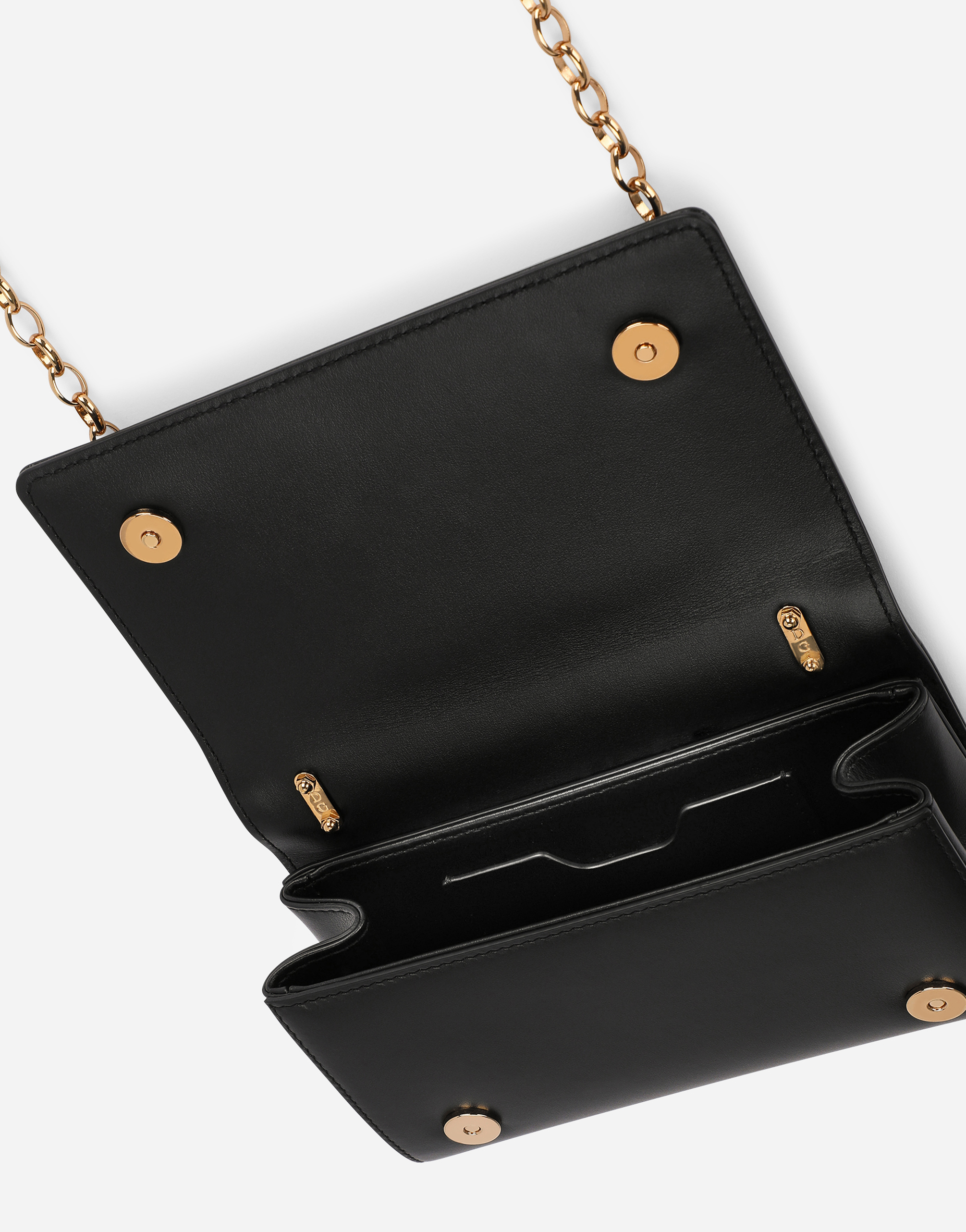 Dolce & Gabbana Dg Girls Phone Bag In Plain Calfskin In Black