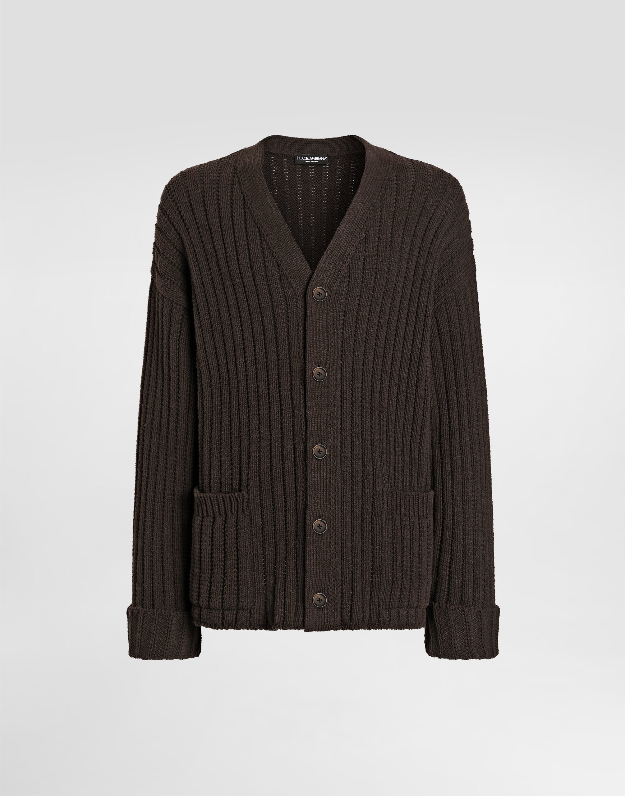 DOLCE & GABBANA ダークグレー カーディガン Brownのメンズ コットンブレンド カーディガン | Dolce&Gabbana®