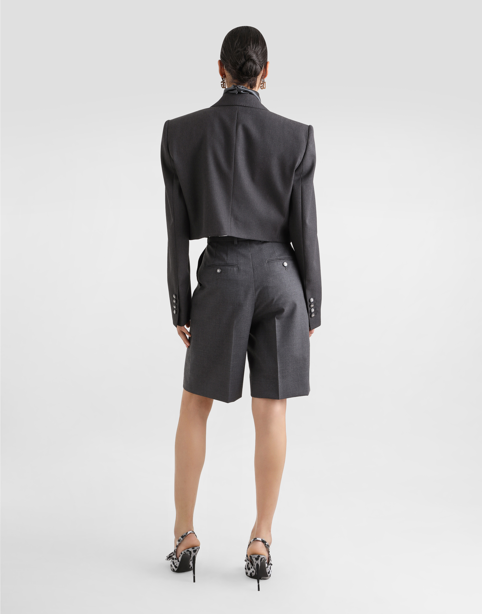 Dolce & Gabbana Turtle Neck Tulle Top With Sequin In Silver