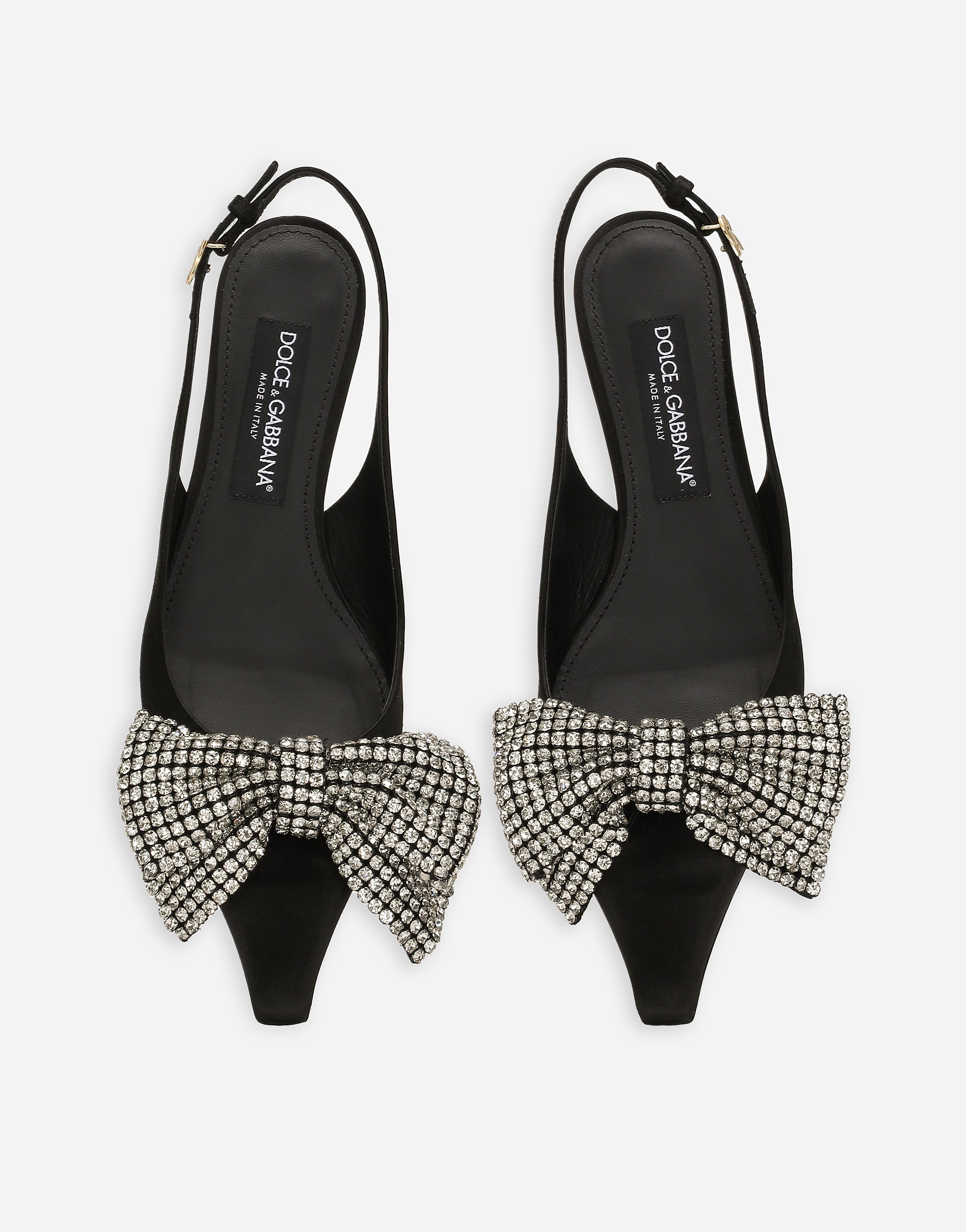 Dolce & Gabbana Satin Sling-back With Rhinestone Embroidery In Multicolor