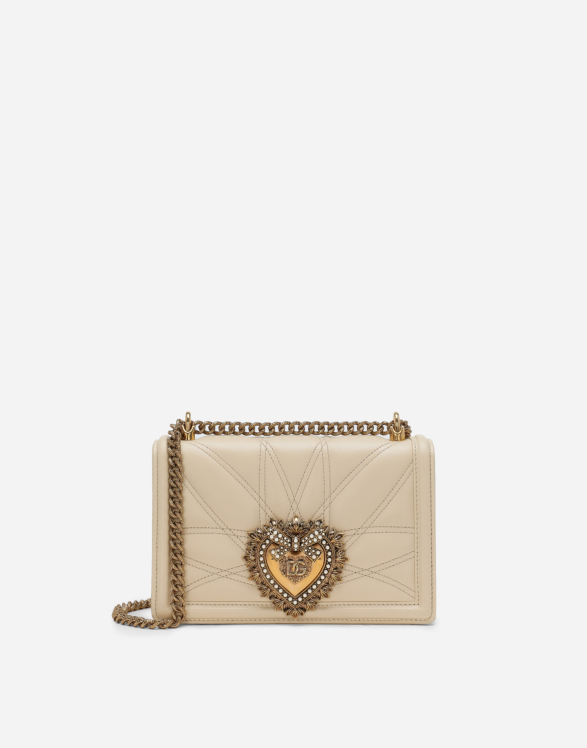 Dolce & Gabbana Medium Devotion Shoulder Bag In Neutral
