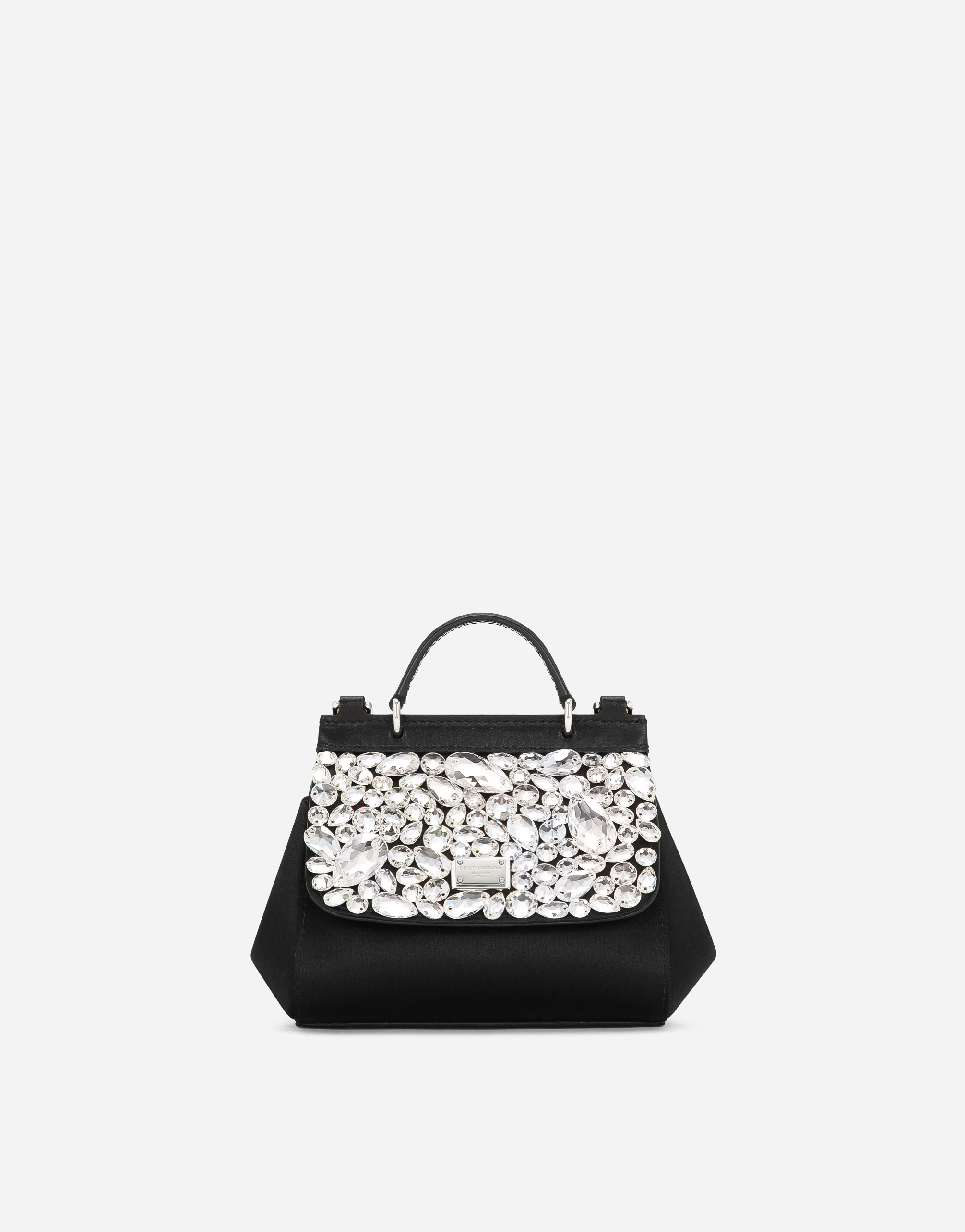 Dolce & Gabbana Satin Mini Sicily Handbag In Black