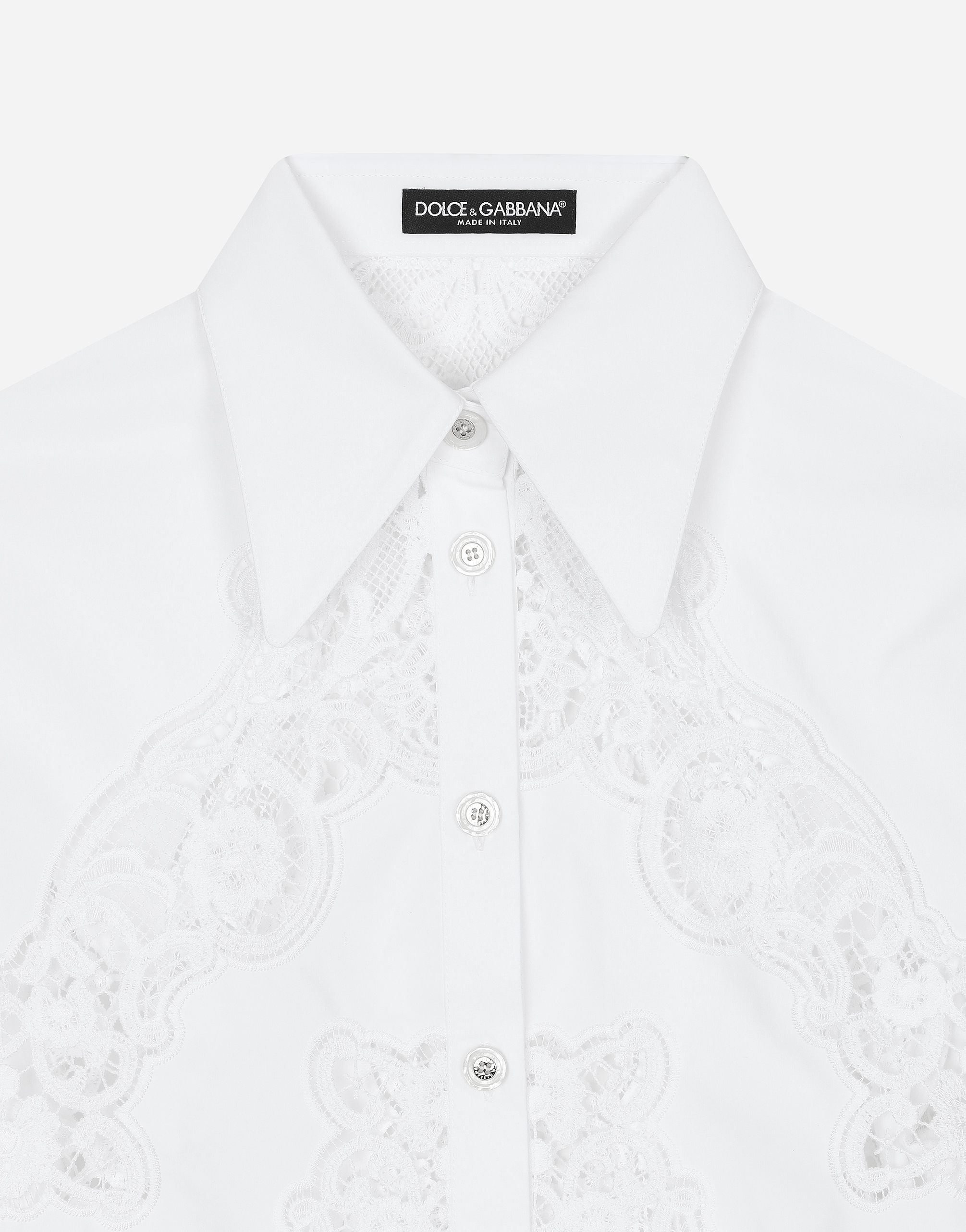 Dolce & Gabbana Floral Openwork Embroidery Shirt In ホワイト