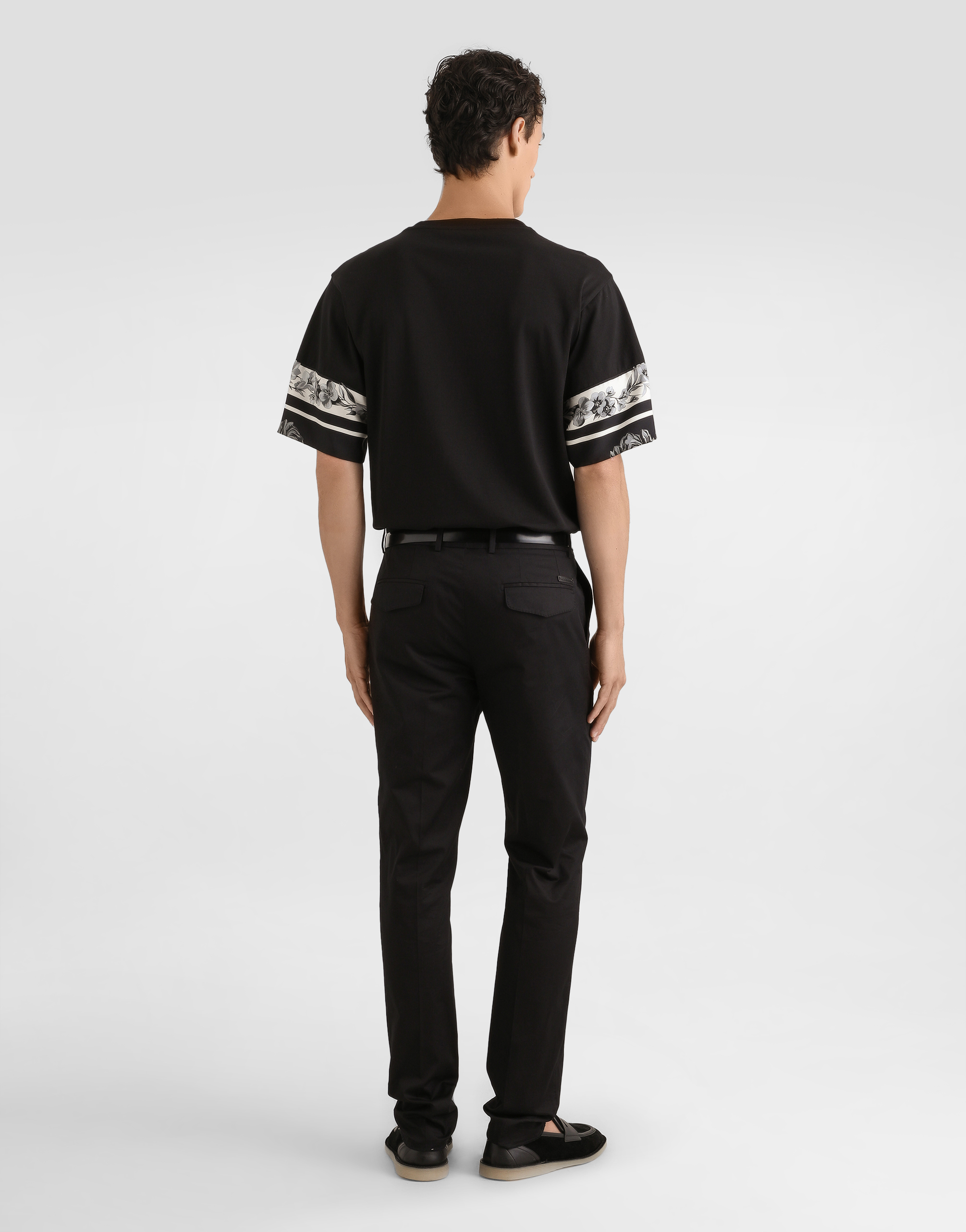 Dolce & Gabbana Cotton And Silk T-shirt With Print In Black