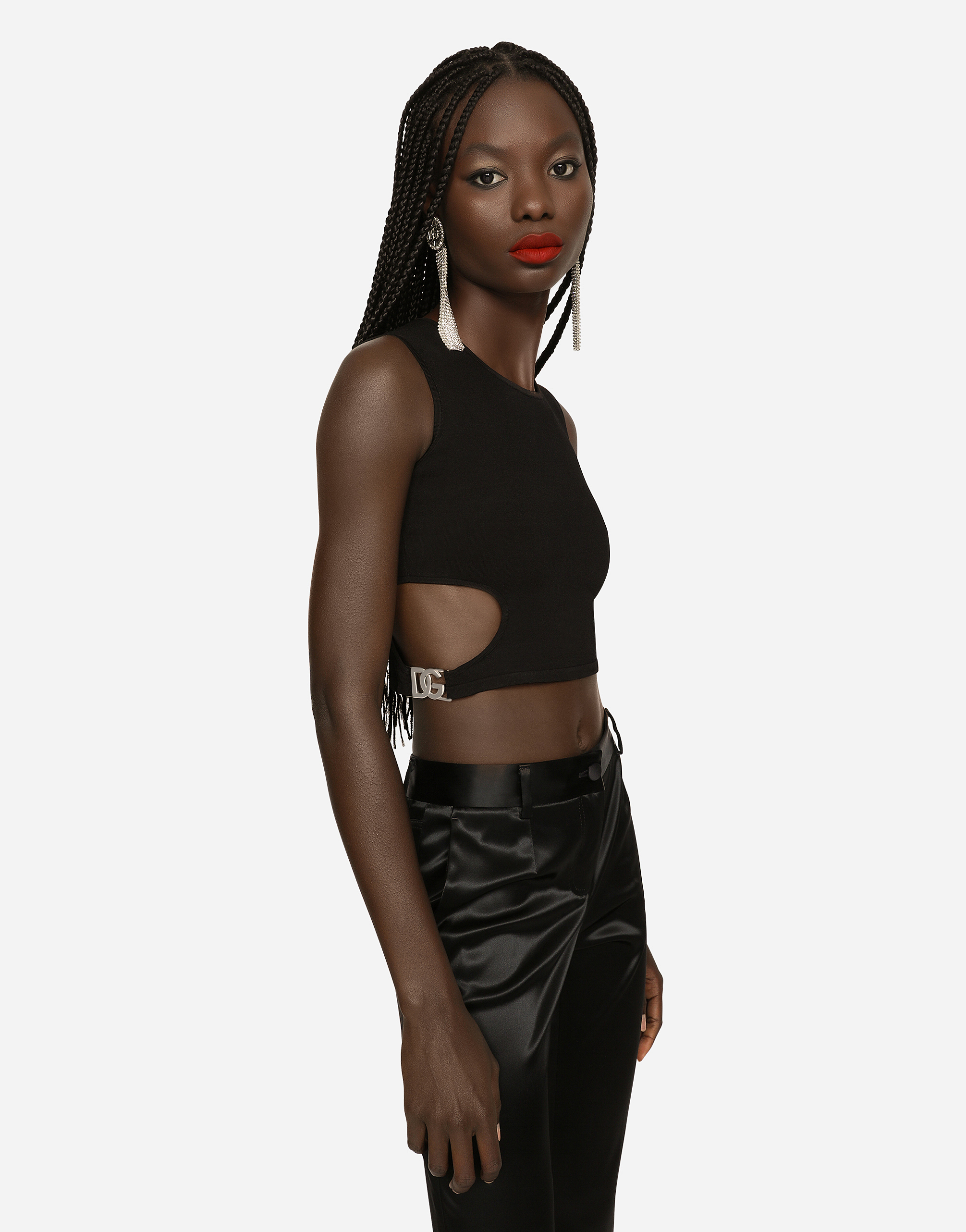 DOLCE & GABBANA VISCOSE TOP WITH CUT-OUT SIDES