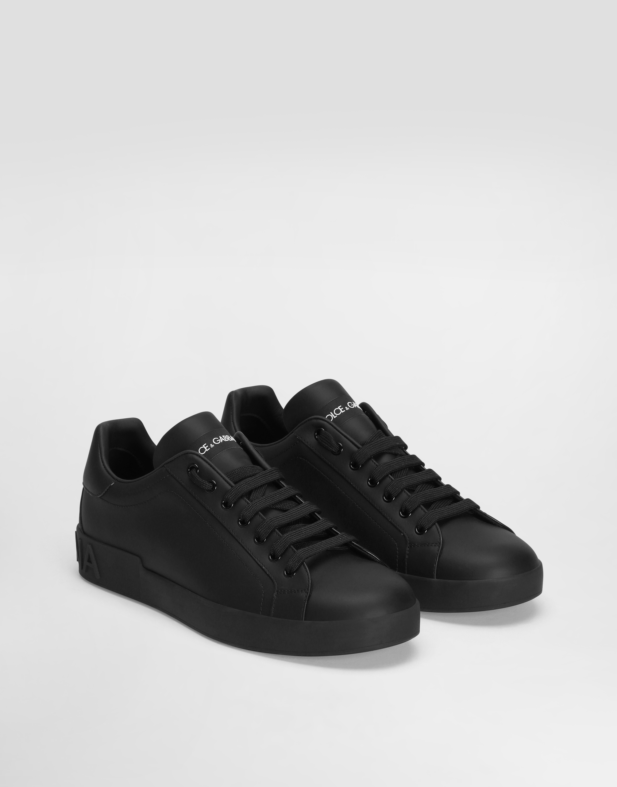 Shop Dolce & Gabbana Calfskin Portofino Sneakers In Black