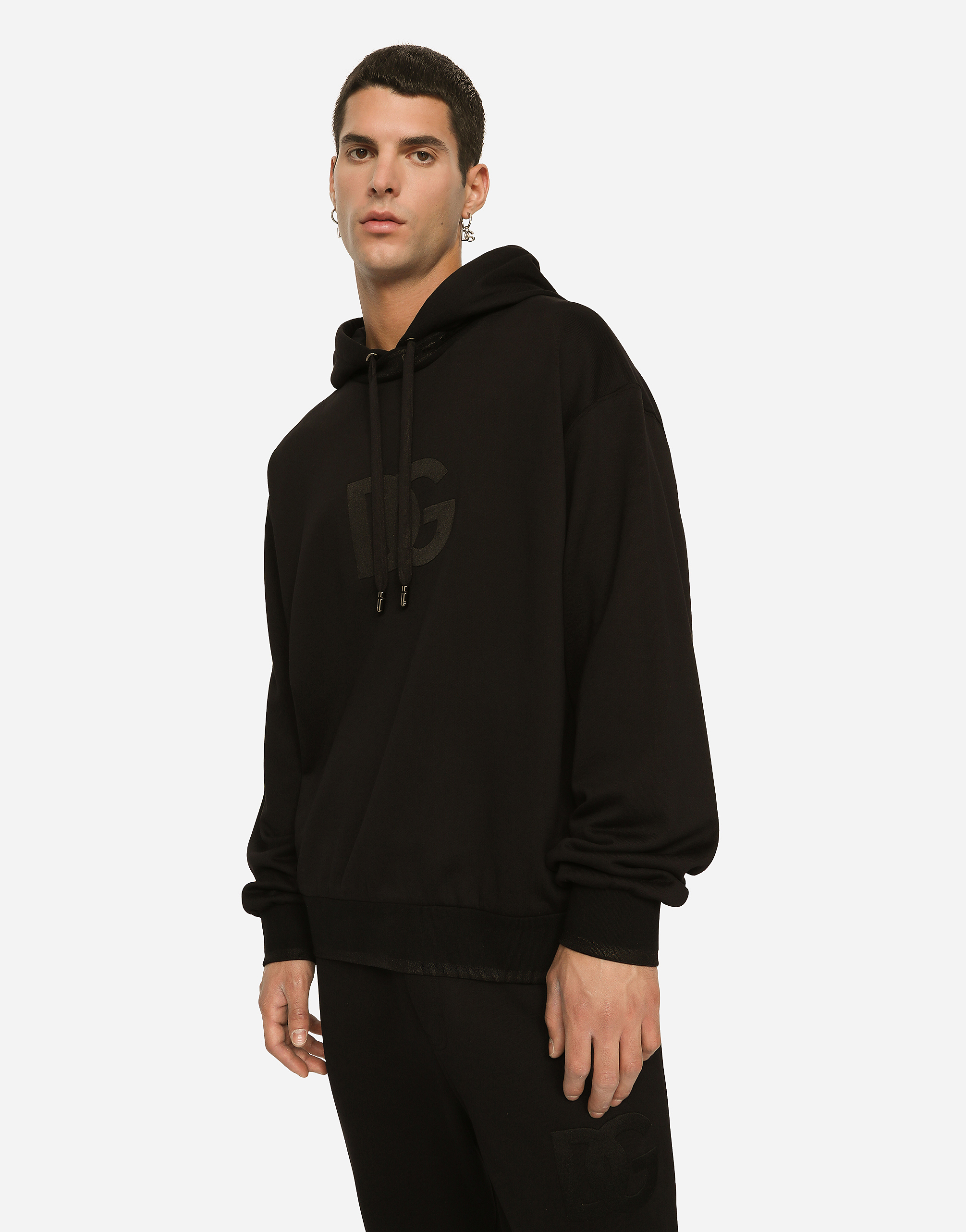 DOLCE & GABBANA JERSEY HOODIE WITH DG EMBROIDERY