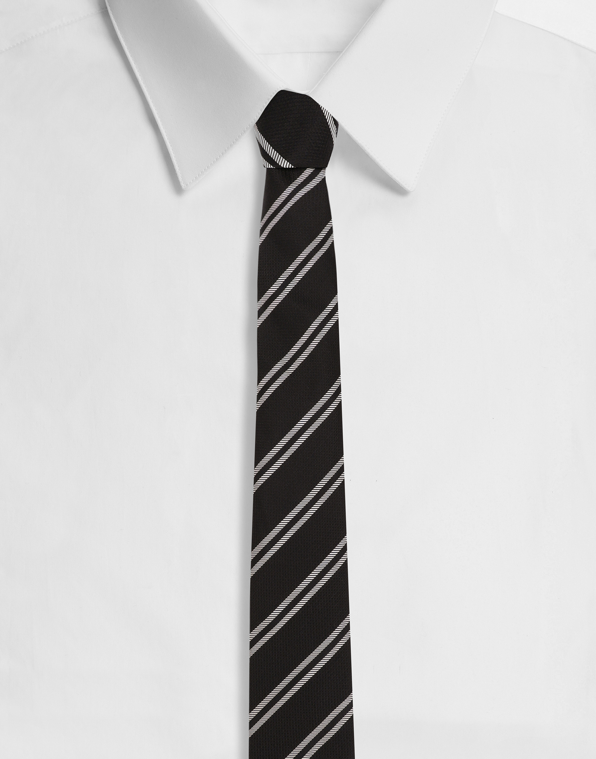  Dolce & Gabbana Krawatte Aus Seidenjacquard Regimentalstreifen - Mann Krawatten Und Einstecktuch Mehrfarbig Onesize 