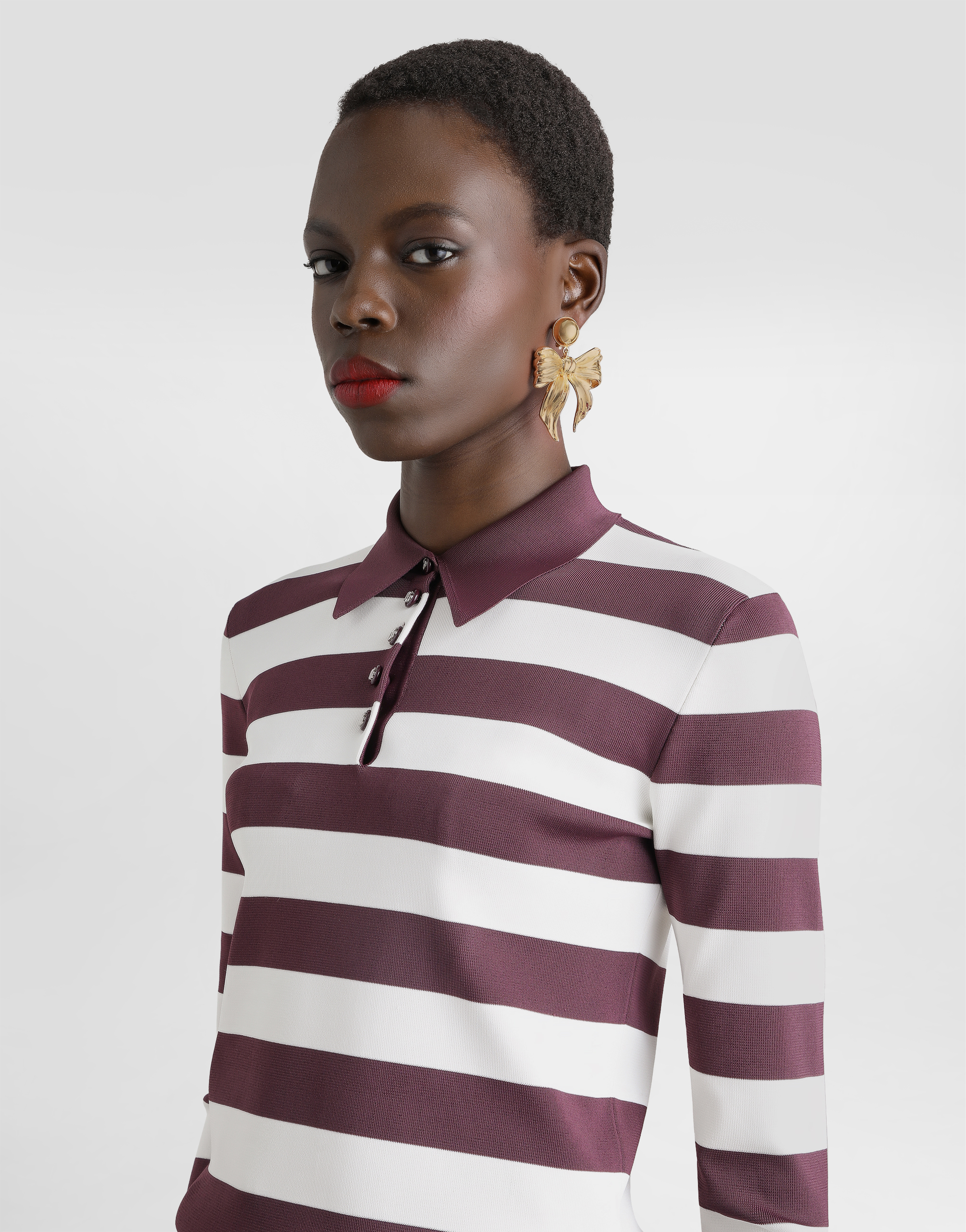 Dolce & Gabbana Striped Viscose Polo-shirt In Multicolor