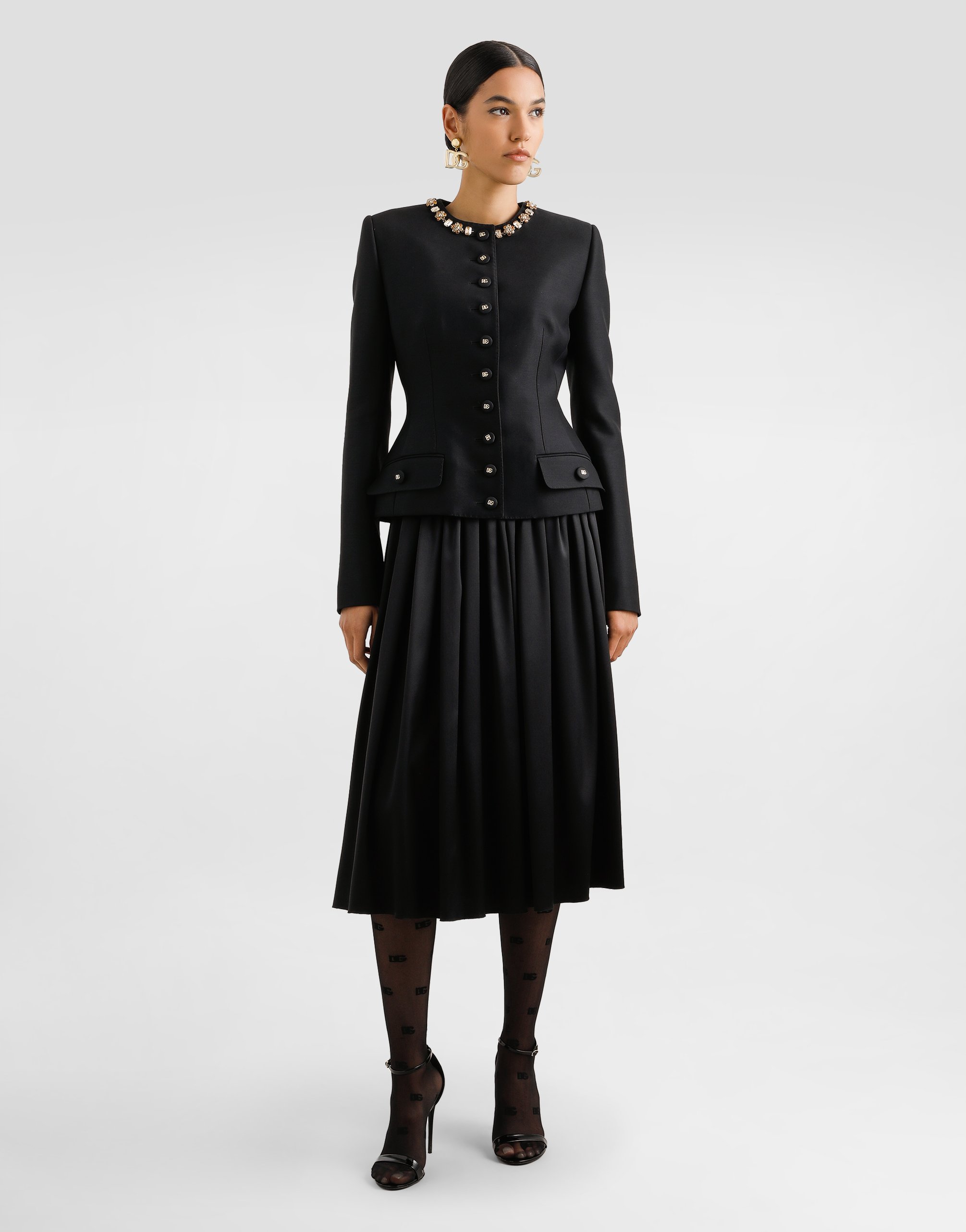 Dolce & Gabbana Single-breasted Jacket In Faille In Black