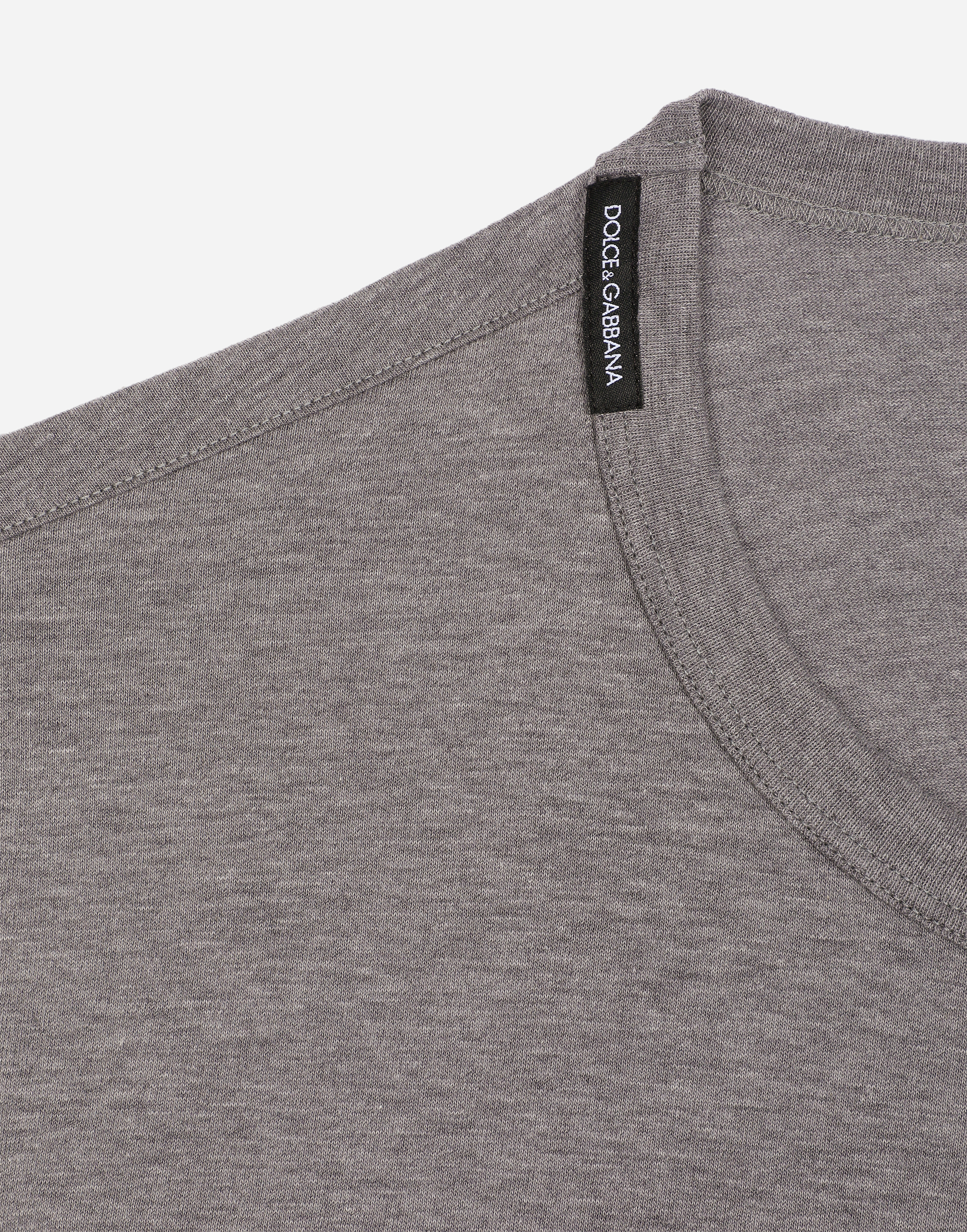 Dolce & Gabbana T-shirt Cotone Con Ricamo In Grey