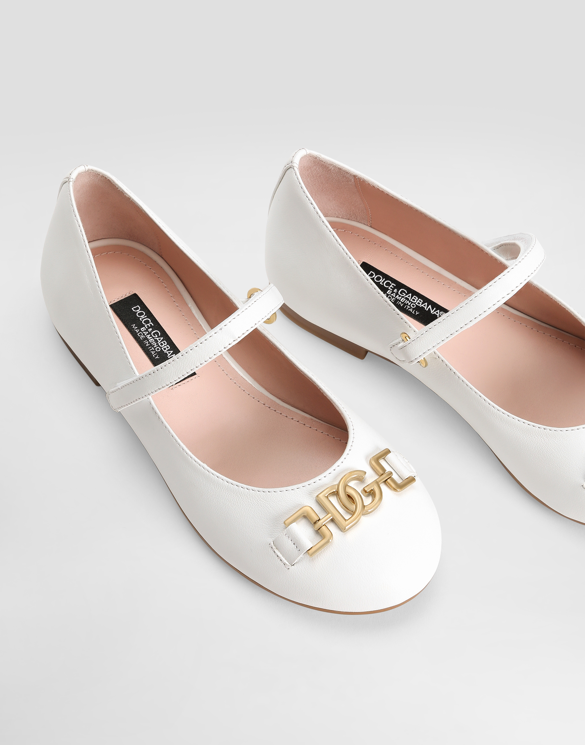 Dolce & Gabbana Nappa Lambskin Ballet Flats In White