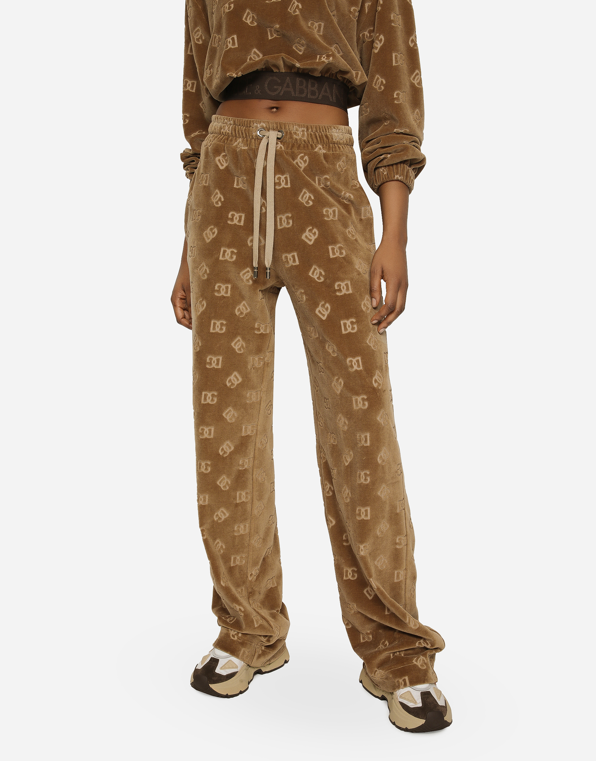 DOLCE & GABBANA CHENILLE JOGGING PANTS WITH JACQUARD DG LOGO