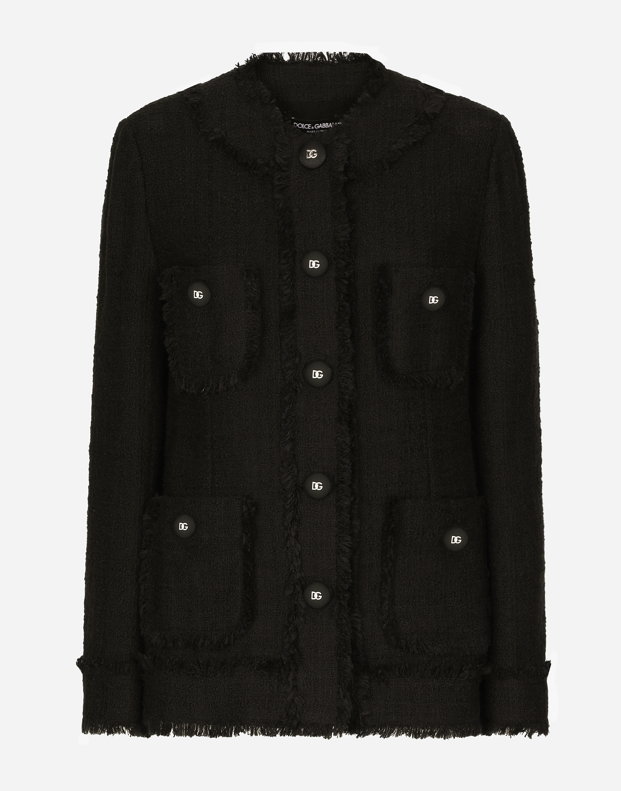 Dolce & Gabbana Single-breasted Tweed Jacket In Black