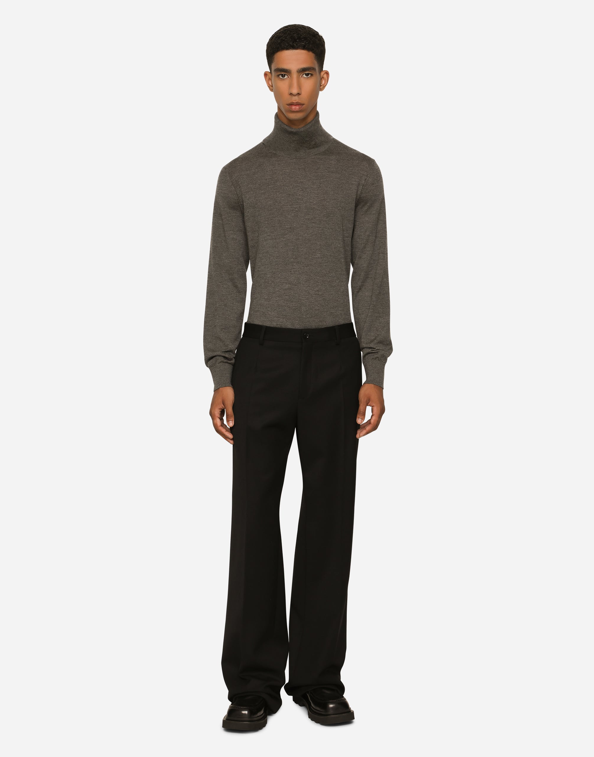  Dolce & Gabbana Dolce & Gabbana Extra-fine Cashmere Turtleneck Sweater - Man Sweaters And Cardigans Gray Cashmere 56 