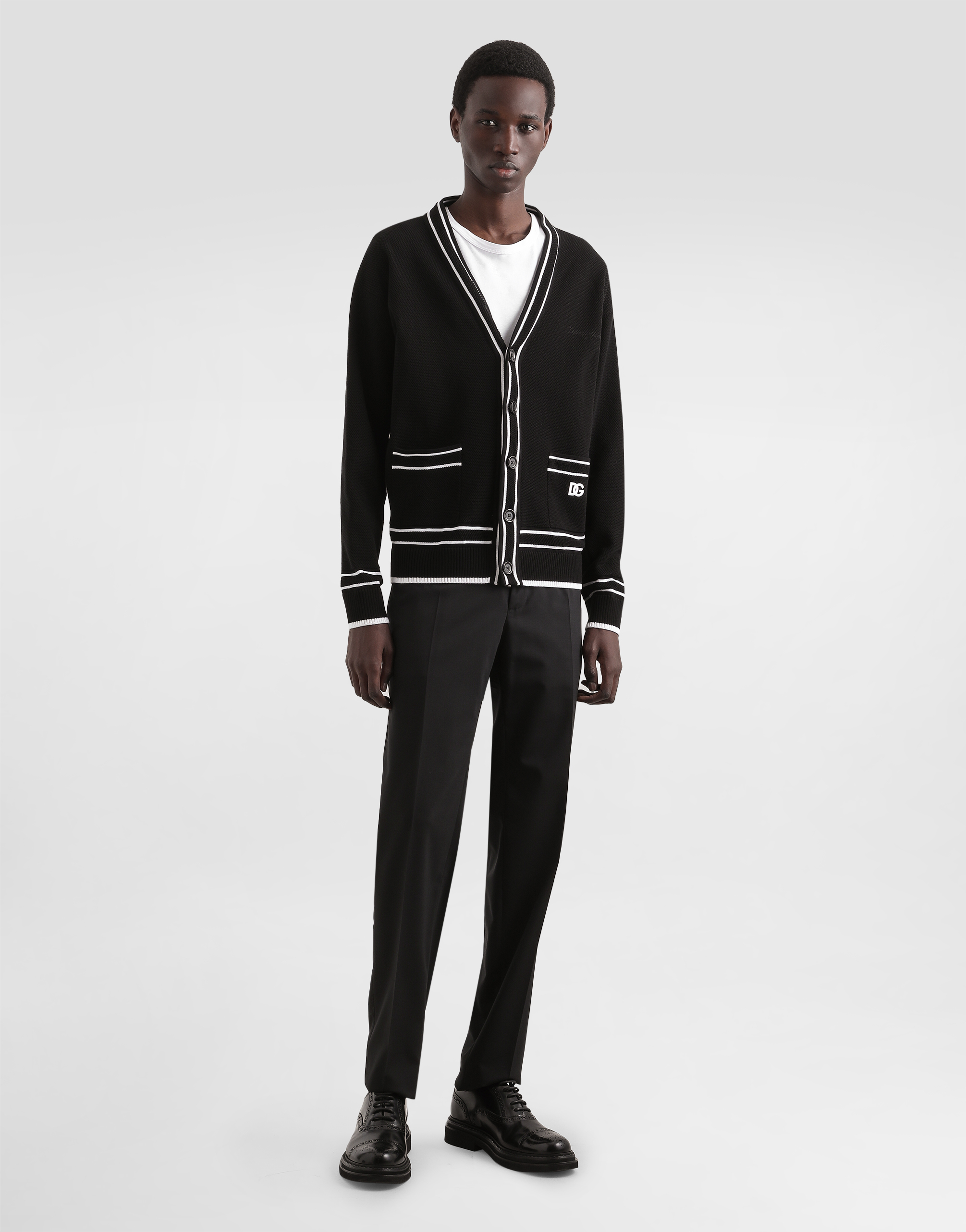 Oversized cotton piqué cardigan with buttons