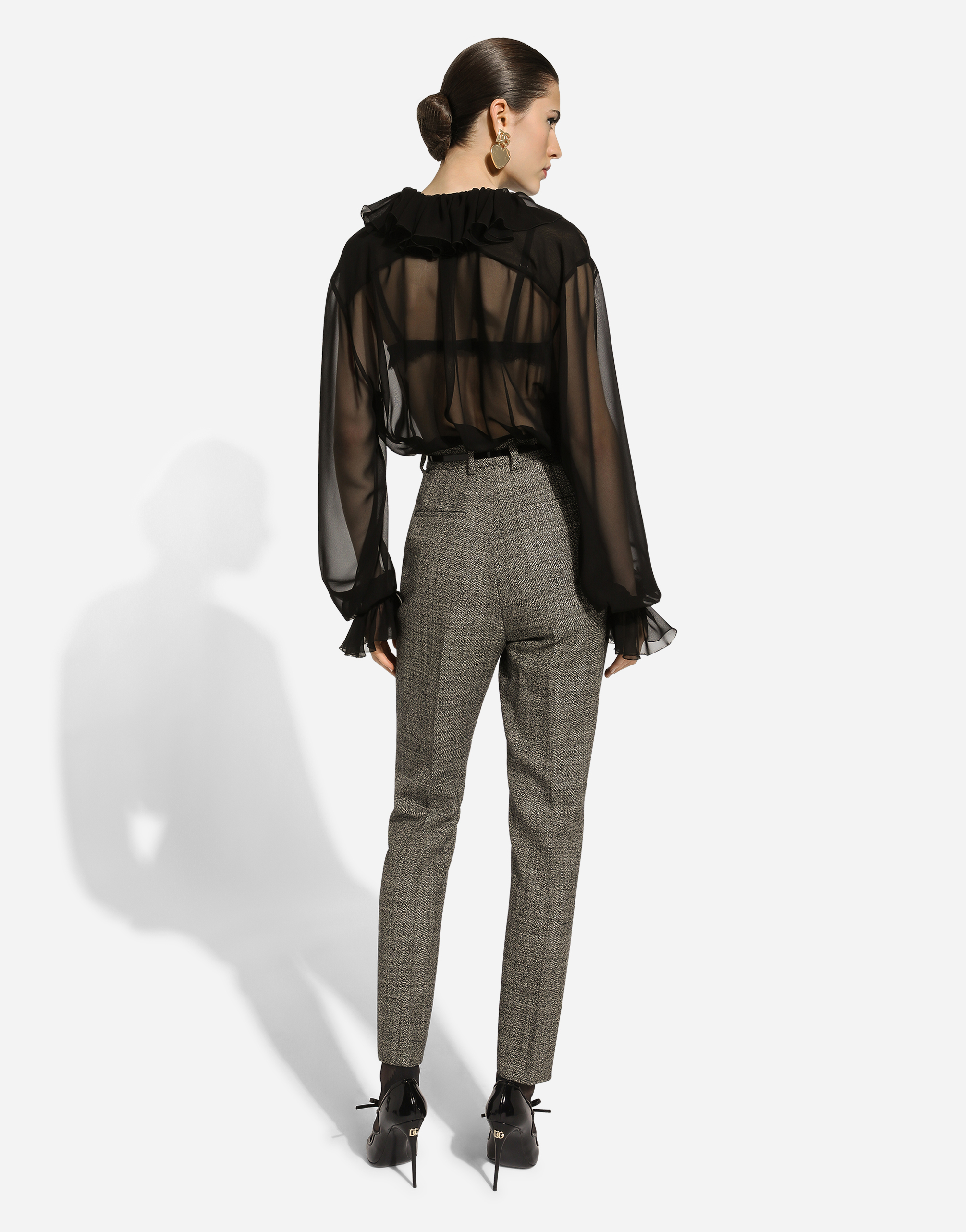 Dolce & Gabbana Tailored Wool Micro-tweed Pants In Multicolor