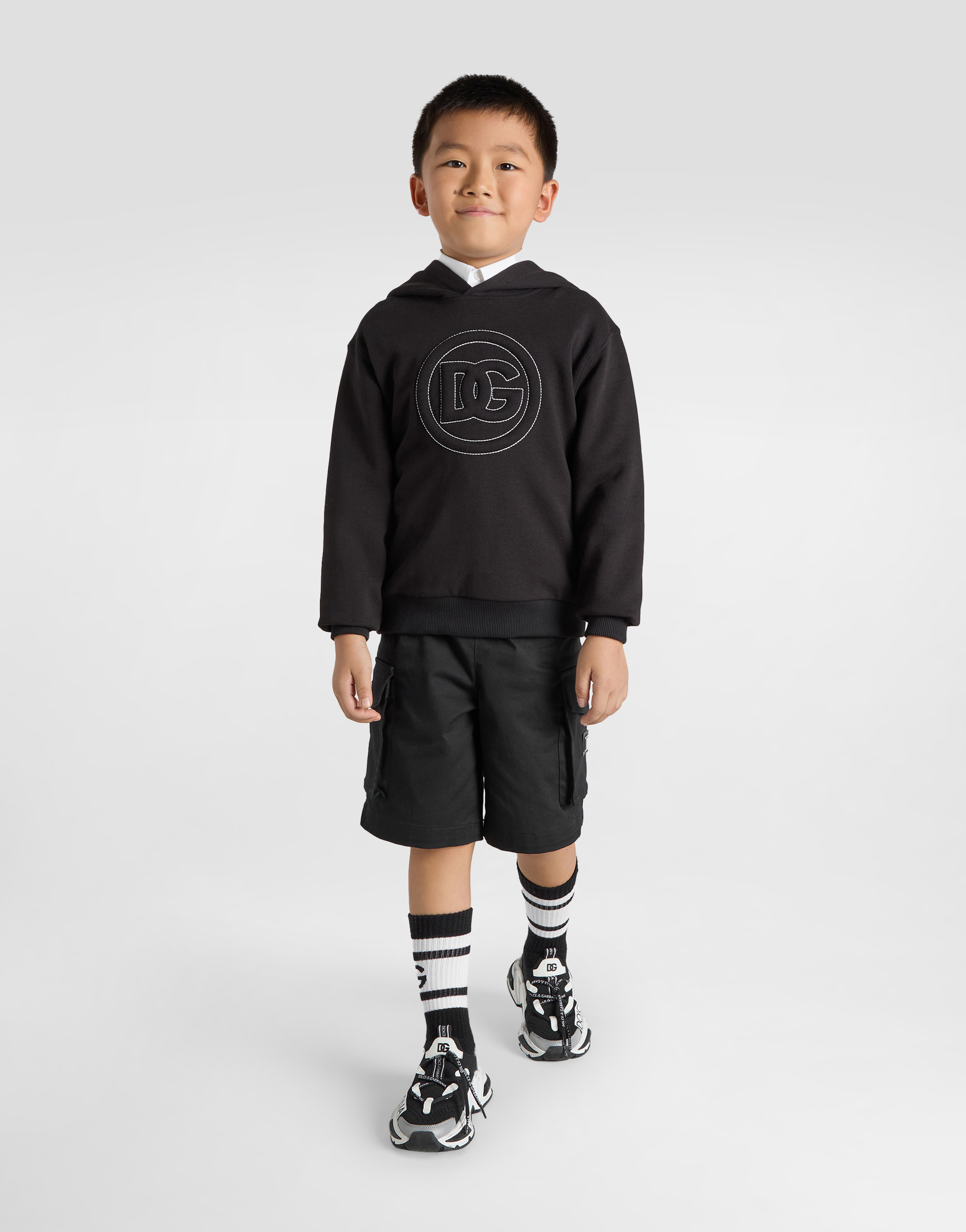 Dolce & Gabbana Hoodie With Dg Logo In Noir