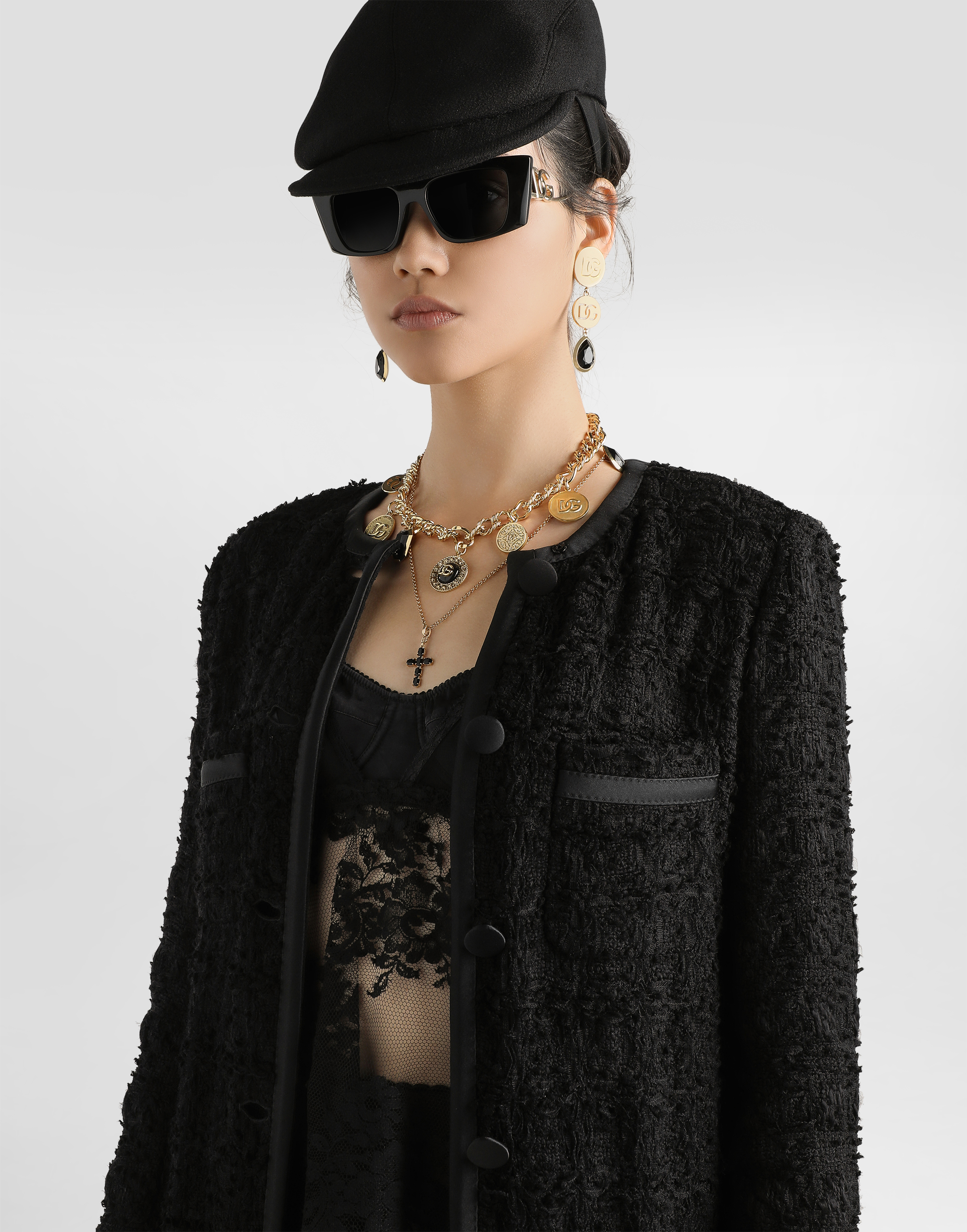 Dolce & Gabbana Single-breasted Tweed Jacket In Black