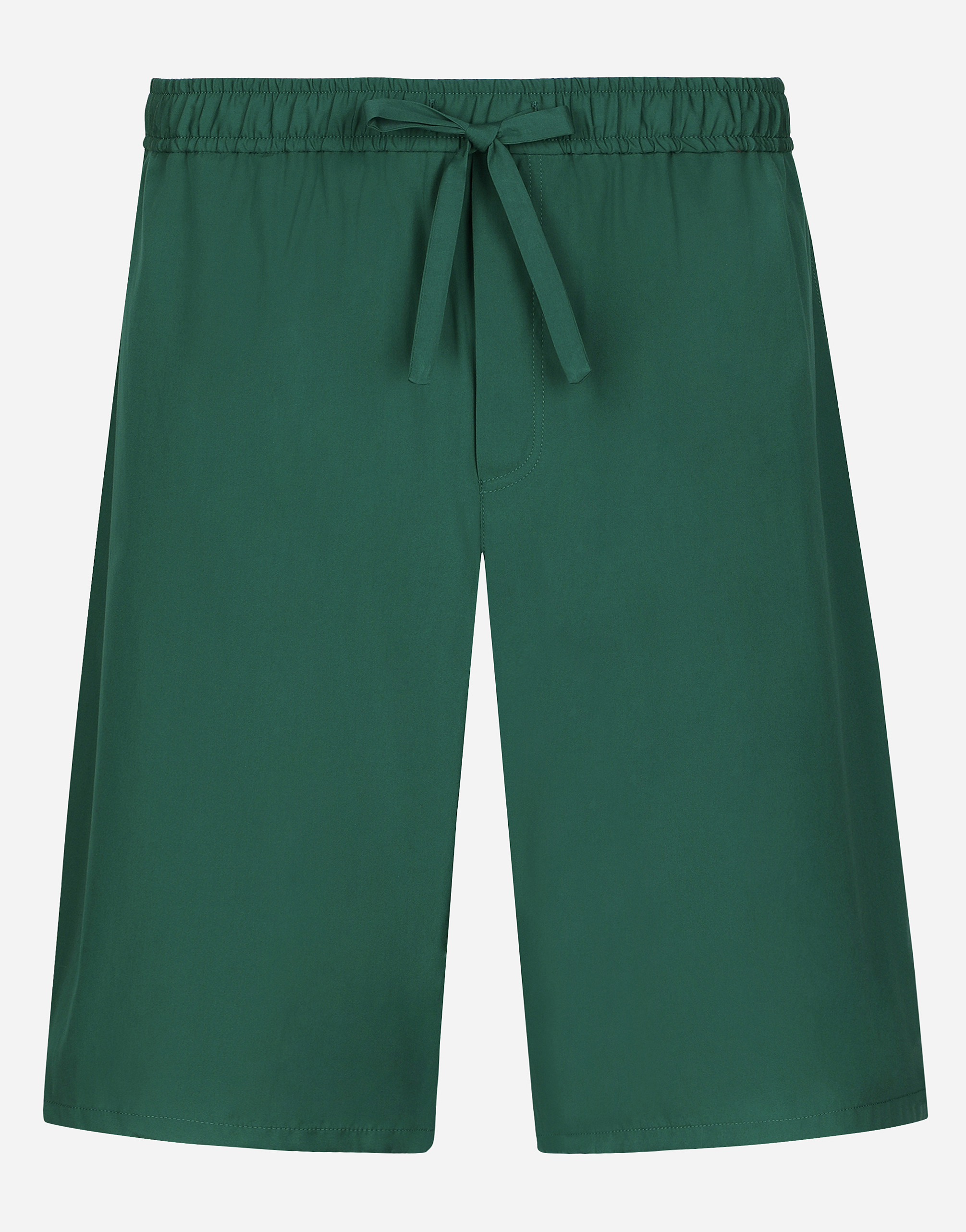 Dolce & Gabbana Cotton Jogging Shorts With Logo Tag - Man Pants And Shorts Green Cotton