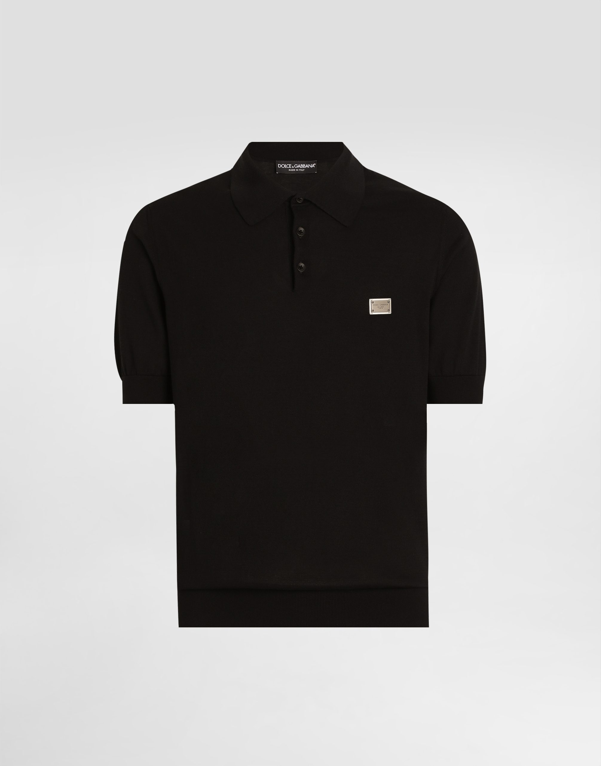 Dolce & Gabbana Cotton Polo-shirt With Logo Tag In Black