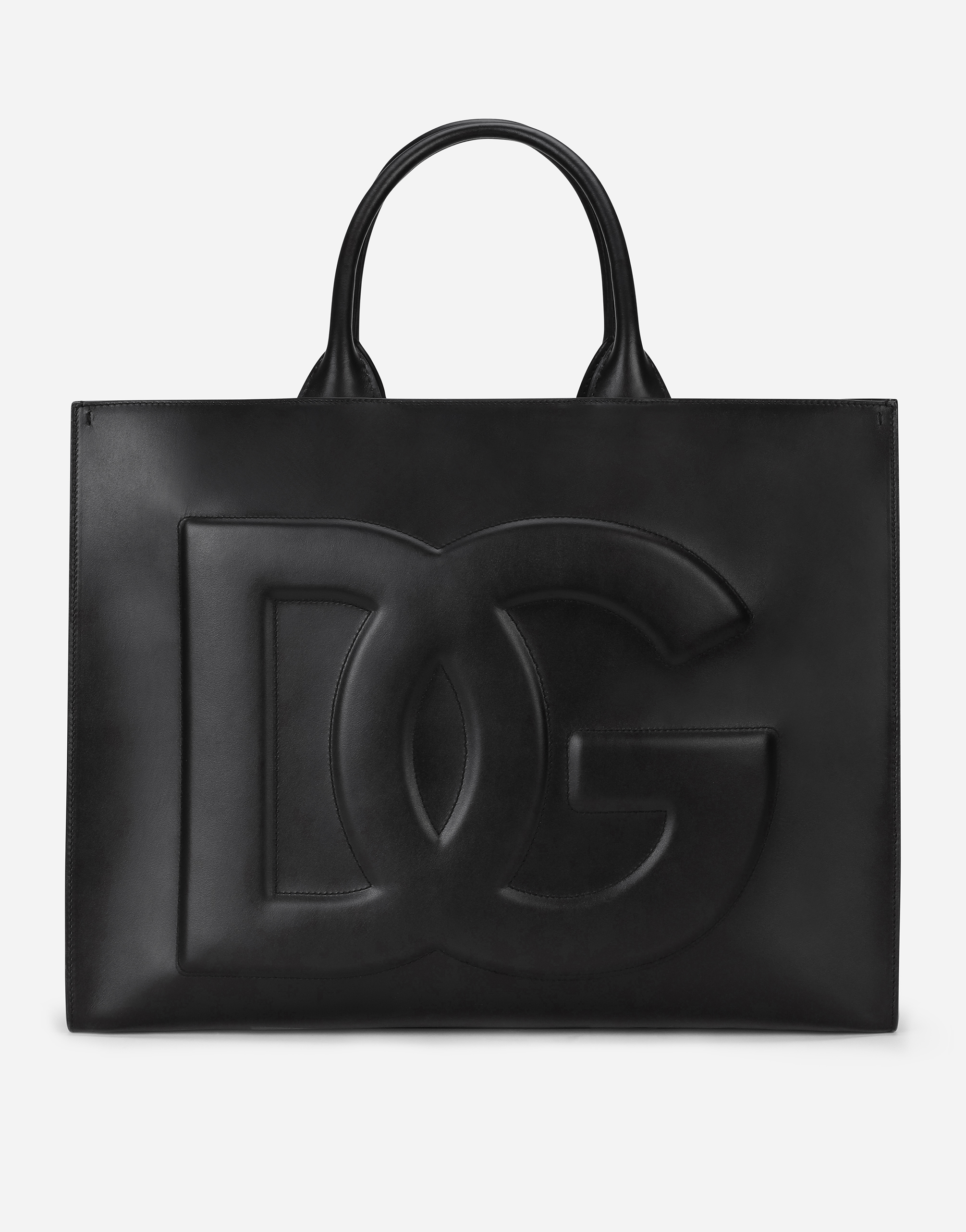 Dolce & Gabbana Large Calfskin Dg Daily Shopper In Black