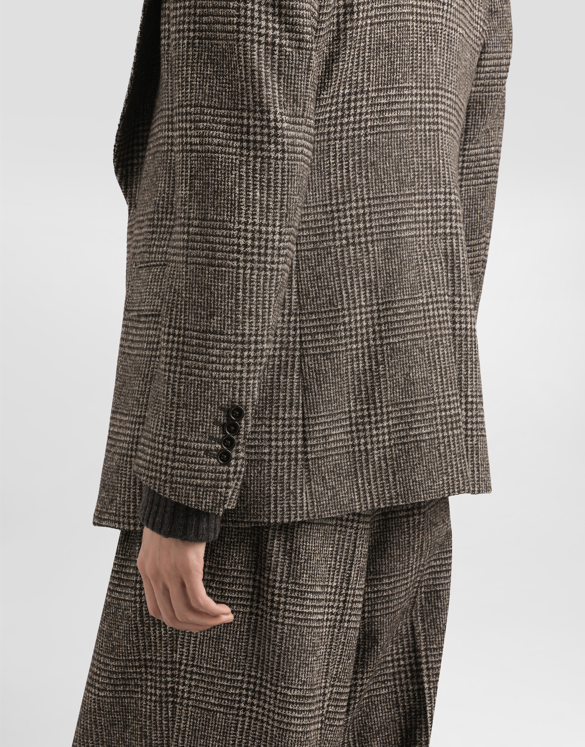 Dolce & Gabbana Glen Plaid Single-breasted Jacket In Brown