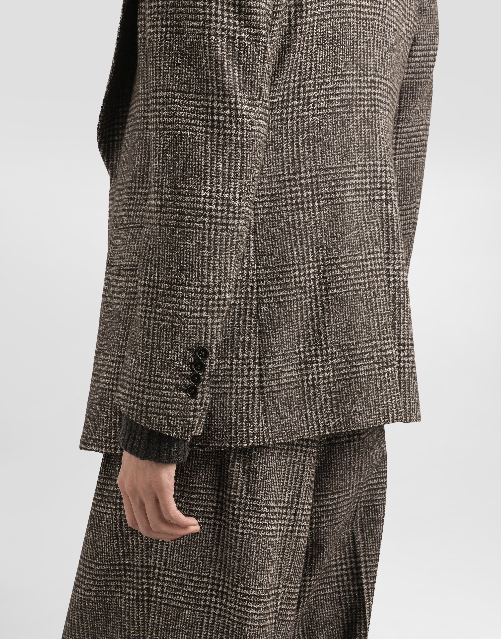 Dolce & Gabbana Glen Plaid Single-breasted Jacket In Brown