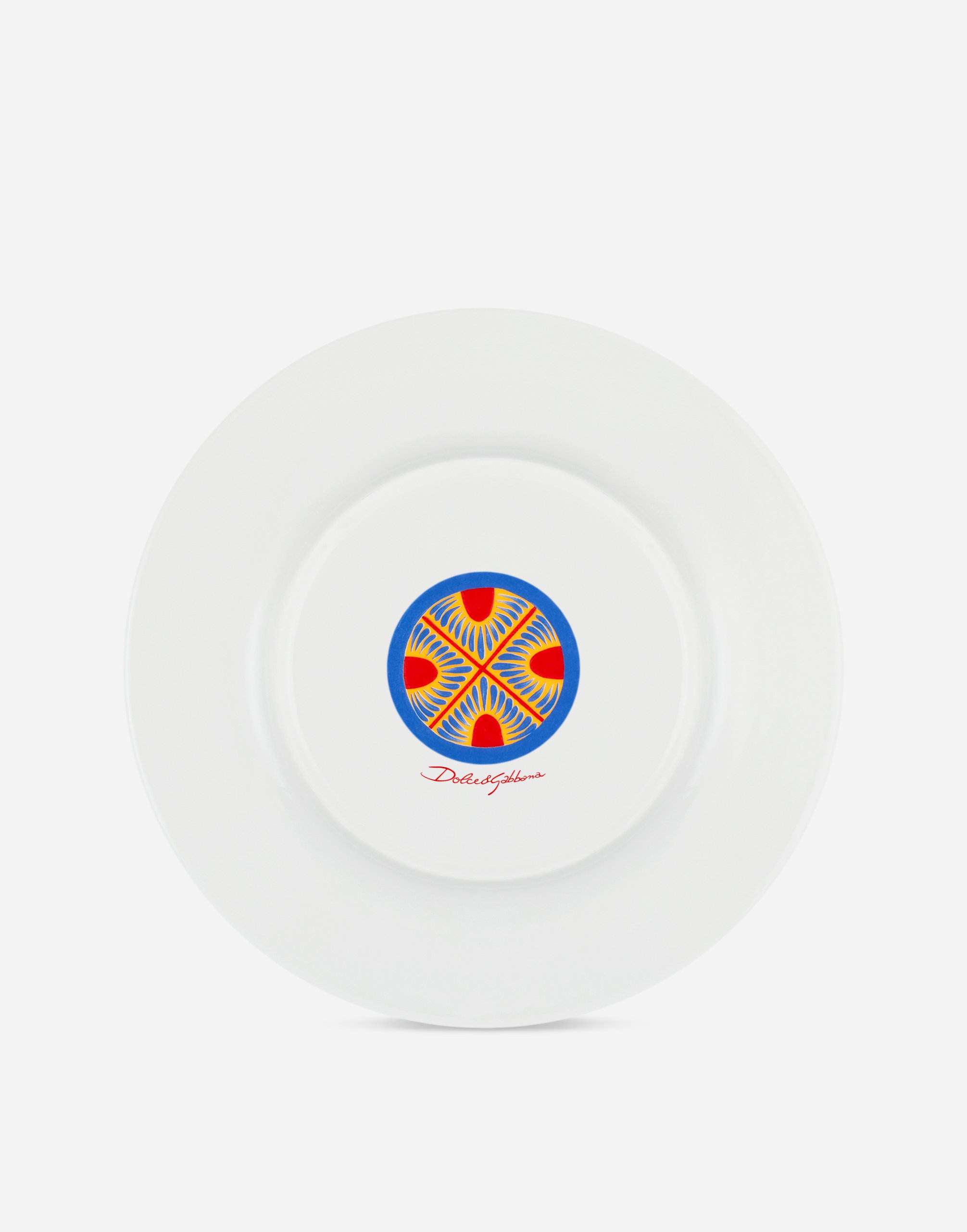 Dolce & Gabbana Set 2 Dinner Plates In Fine Porcelain In Multicolor