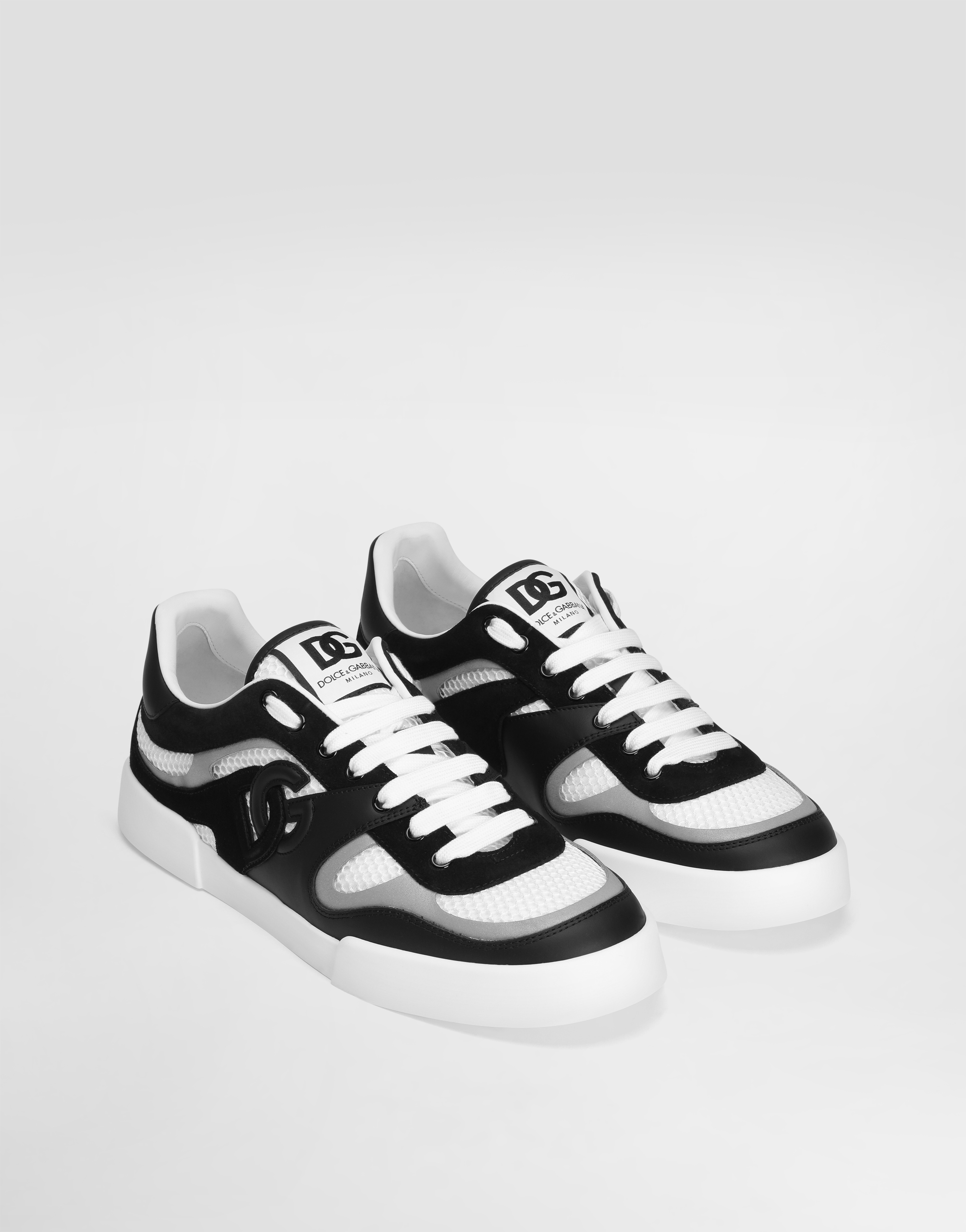 Dolce & Gabbana Portofino Light Low-top Mesh And Leather Sneakers In Multicolor
