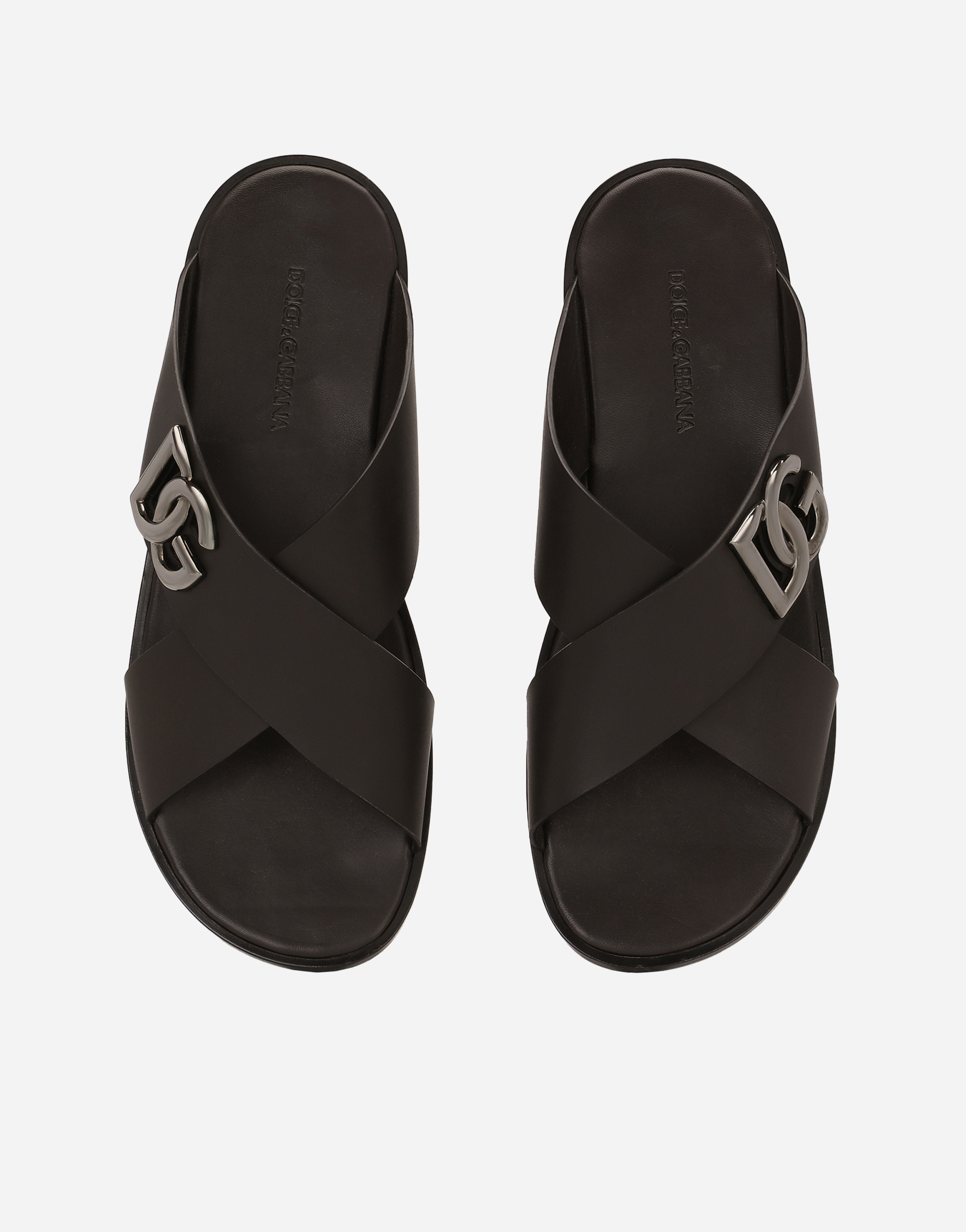 Shop Dolce & Gabbana Calfskin Sandals In Marrone
