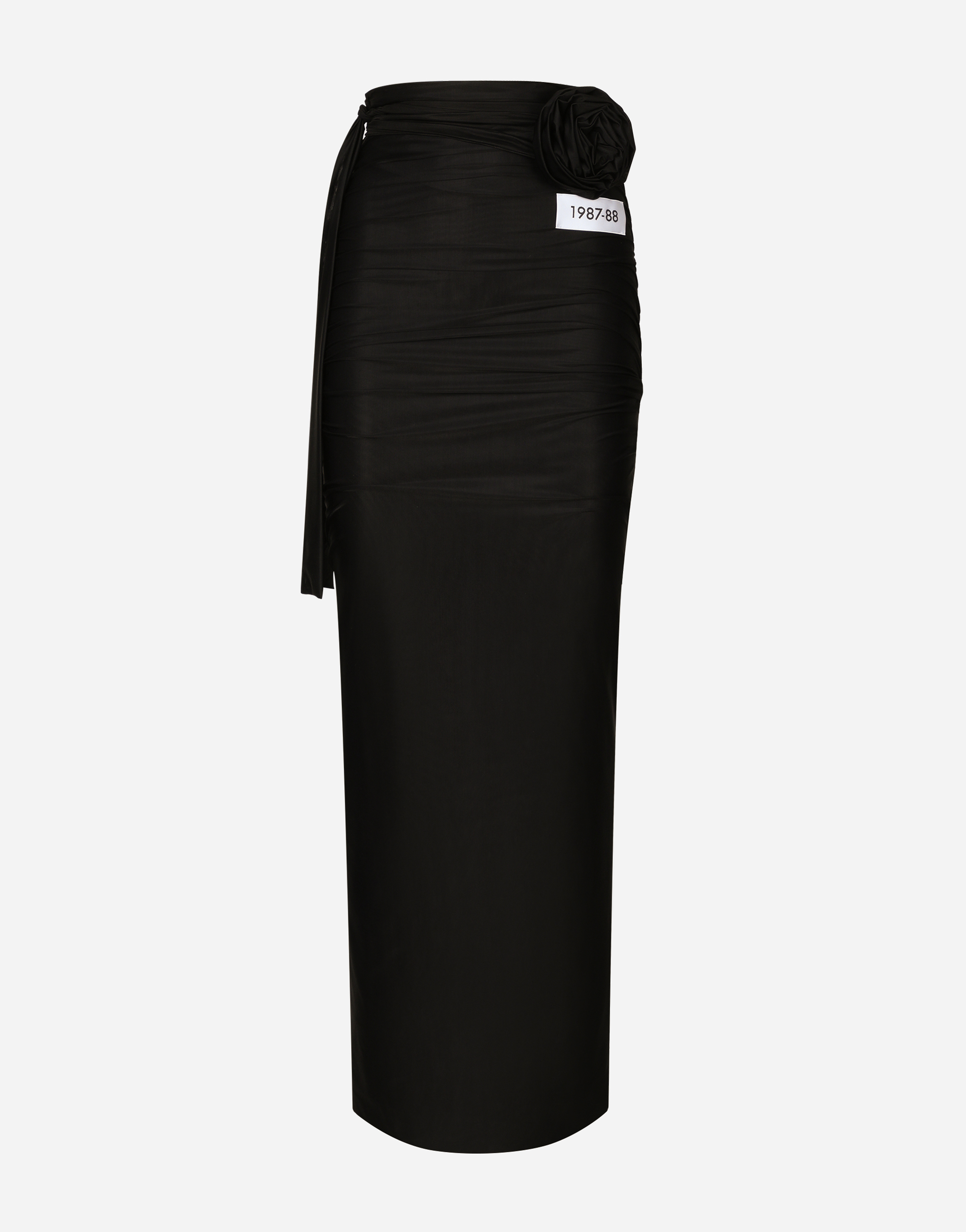 DOLCE & GABBANA LONG SPANDEX JERSEY SKIRT WITH BELT