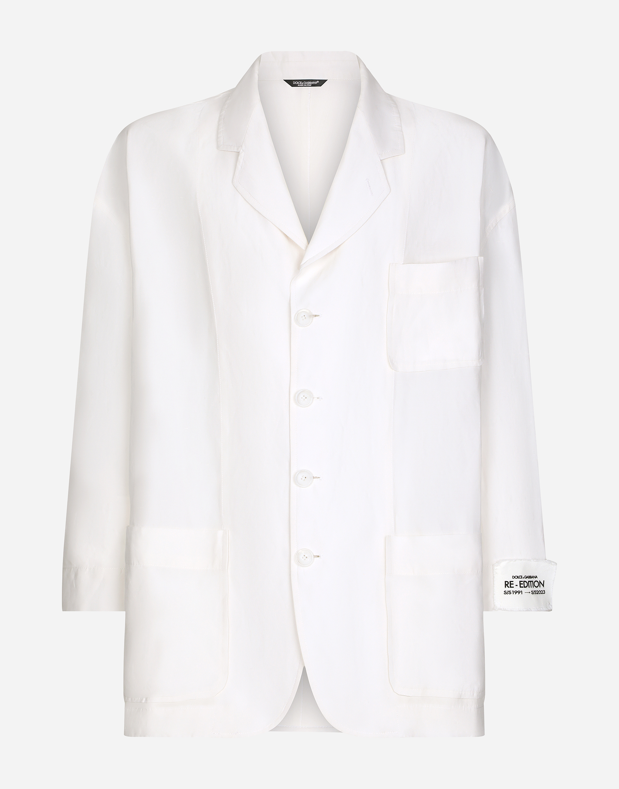Dolce & Gabbana Oversize Single-breasted Linen And Silk Jacket In White