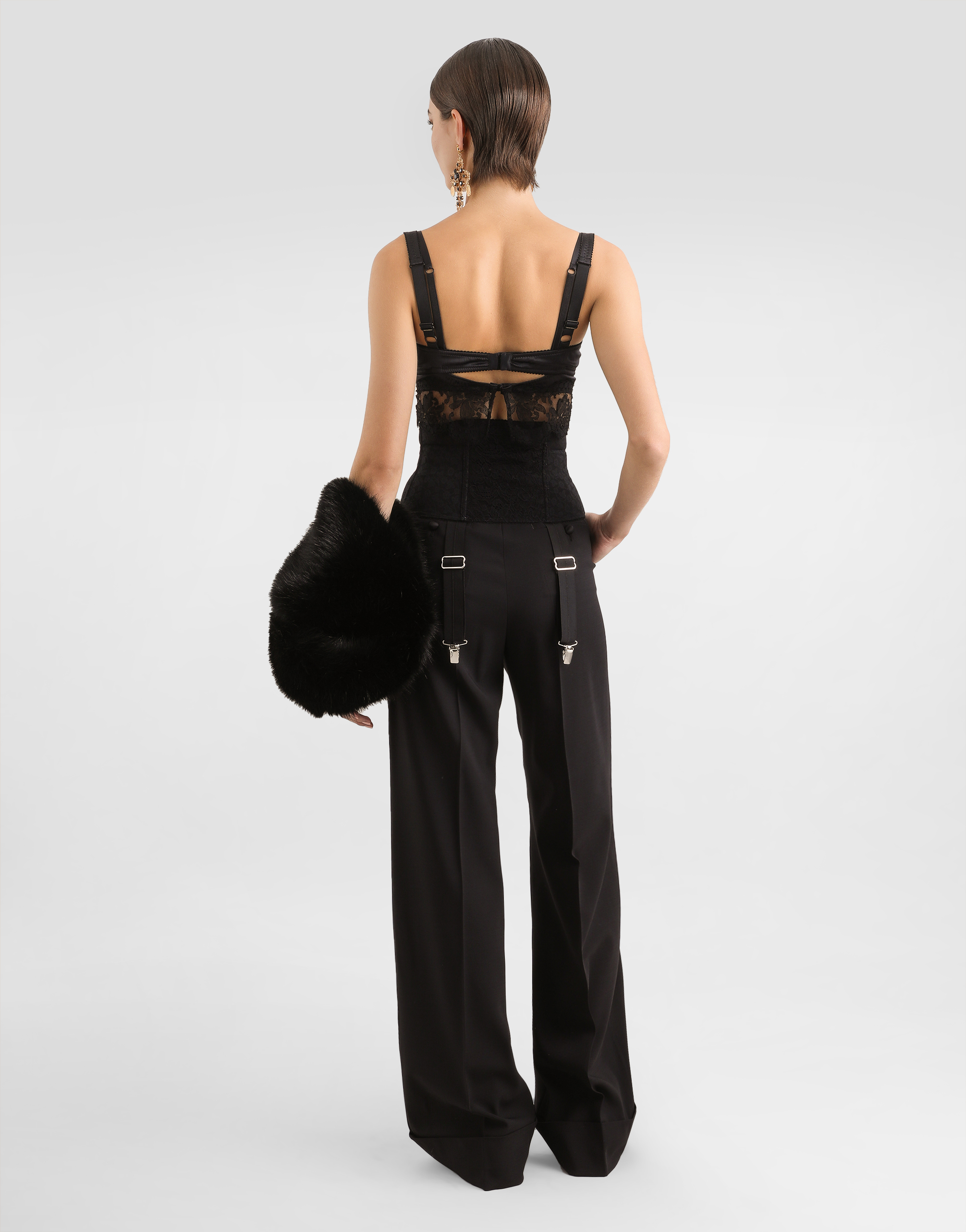 Dolce & Gabbana Flared Woolen Pants In Black