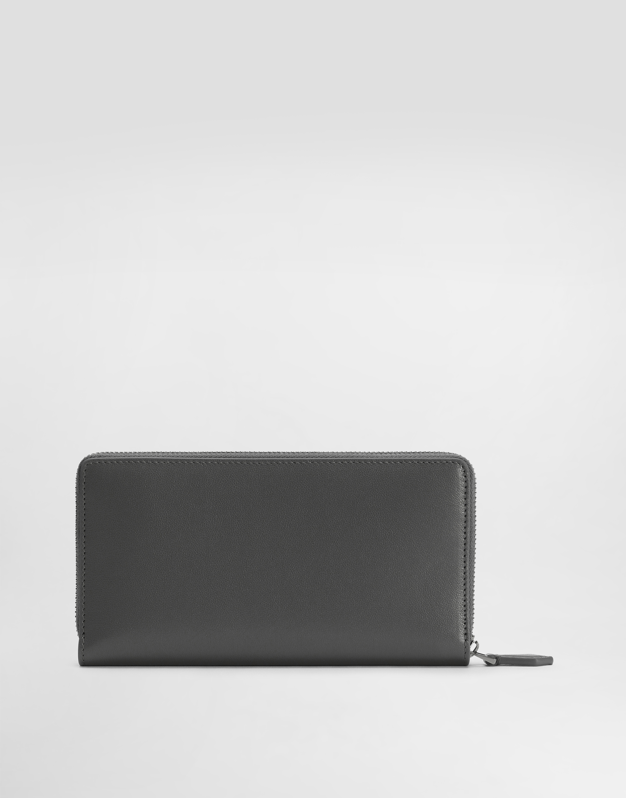 Dolce & Gabbana Zip-around Calfskin Wallet In Grey